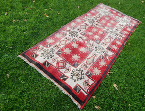 Vintage Turkish Anatolian Runner Rug 3'9'' x 8'2''