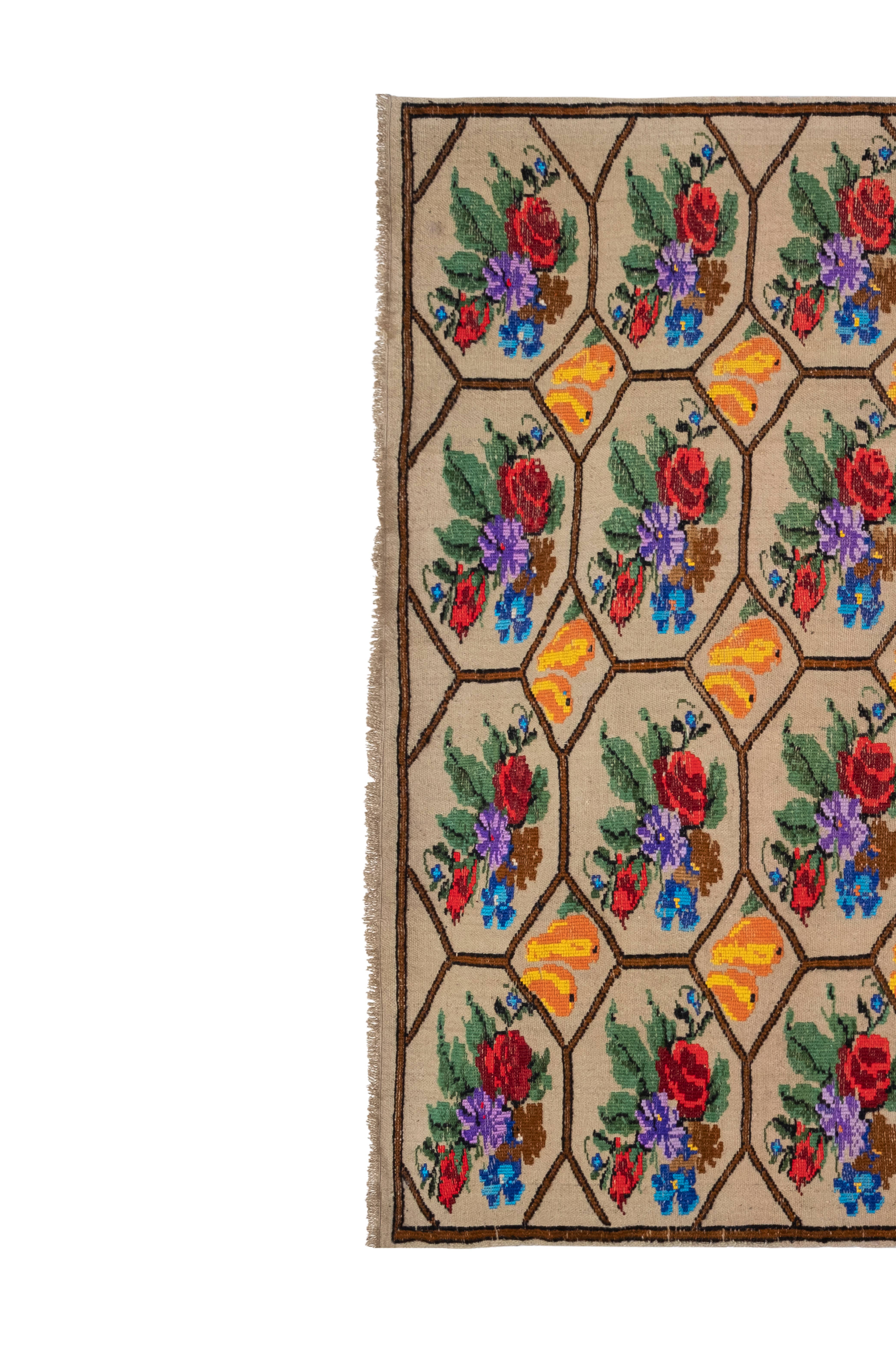 Vintage Turkish Kilim Rug 4'11'' x 6'