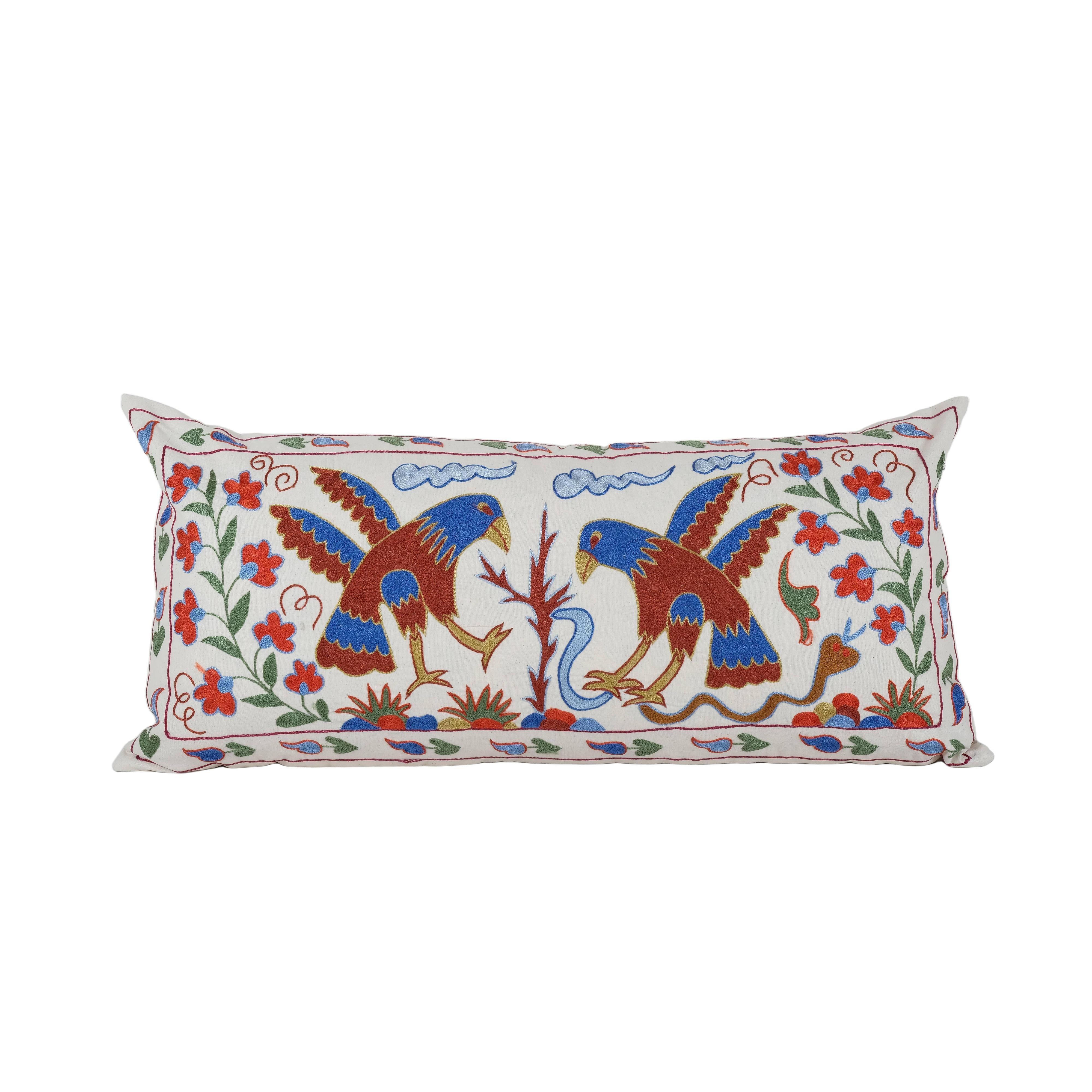 Bird Suzani Bedding Pillow Cover | 18'' x 38''