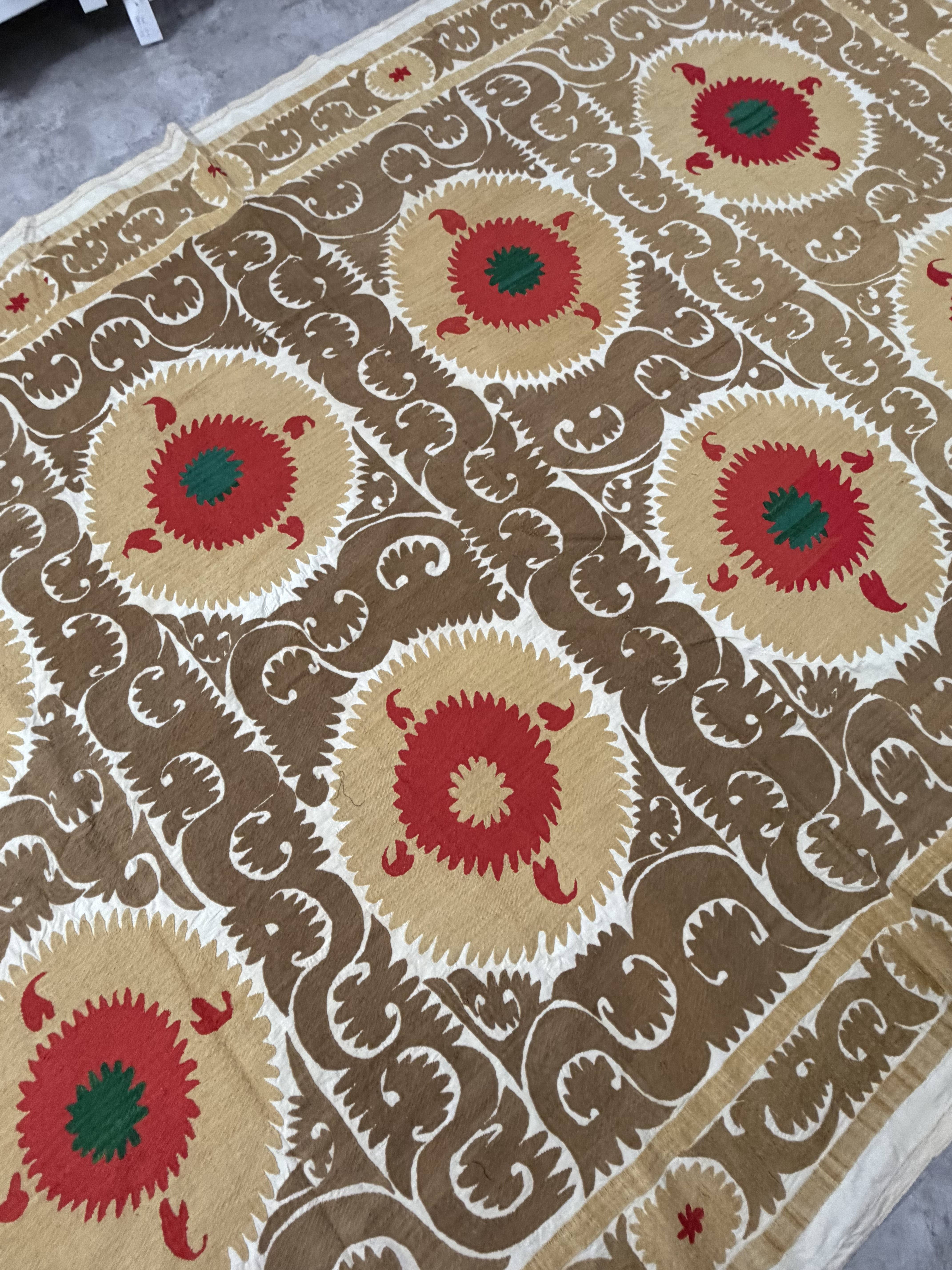 Hand-Embroidered Suzani Wall Hanging & Bedspread 7'5'' x 11'