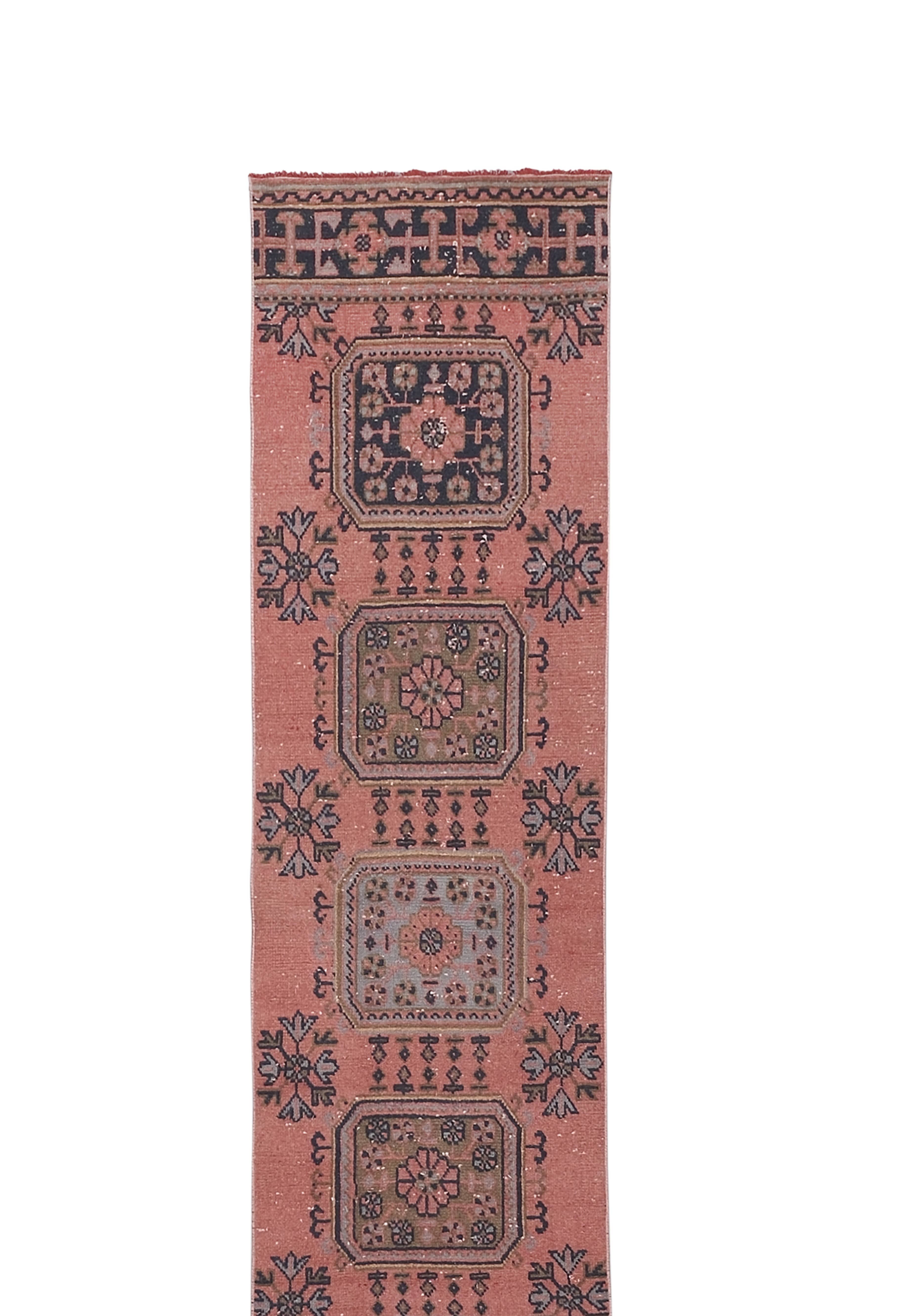 Vintage Turkish Runner Rug 2'6'' x 21'9''