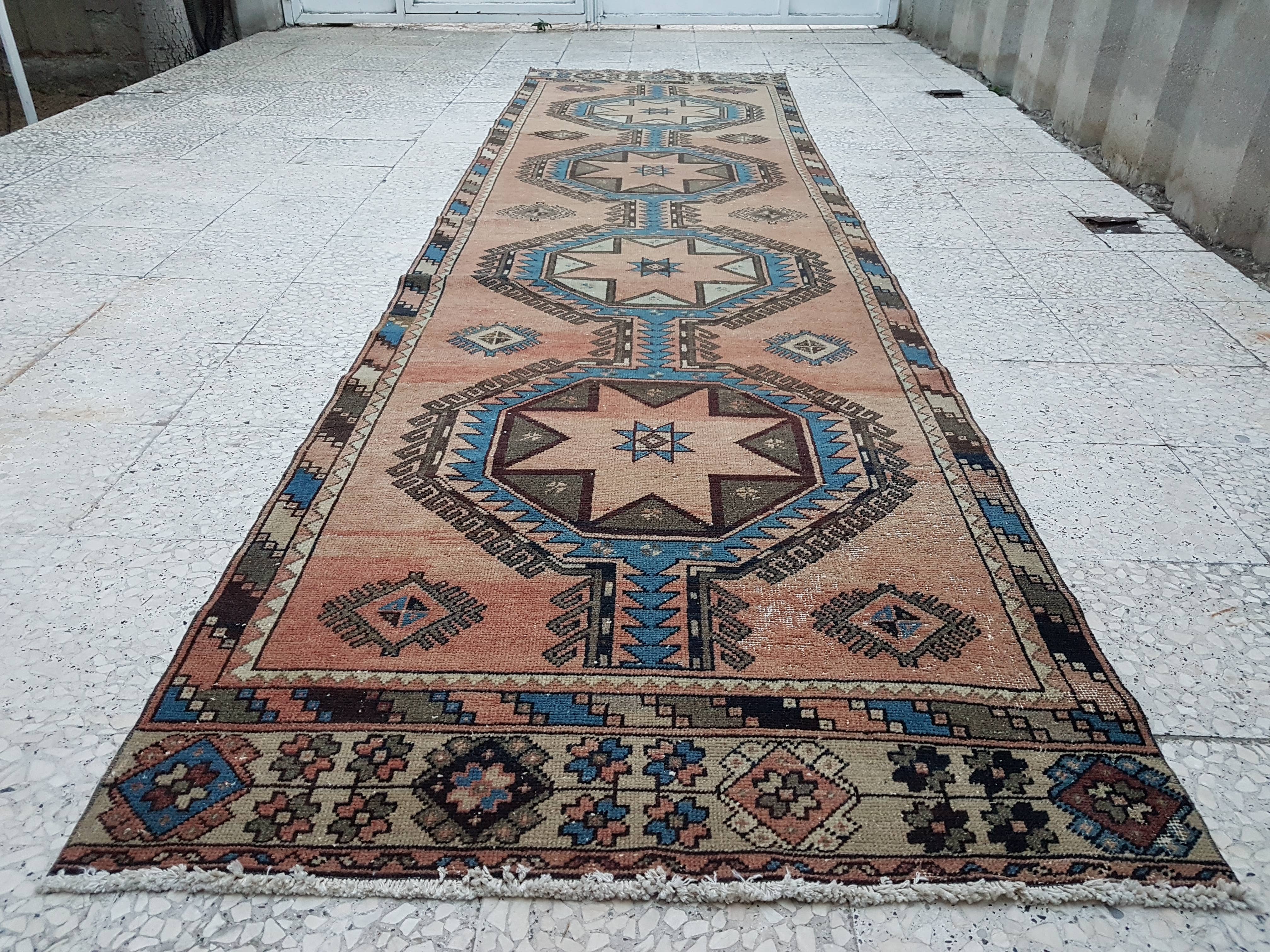 Vintage Turkish Anatolian Runner 3'3'' x 12'9''