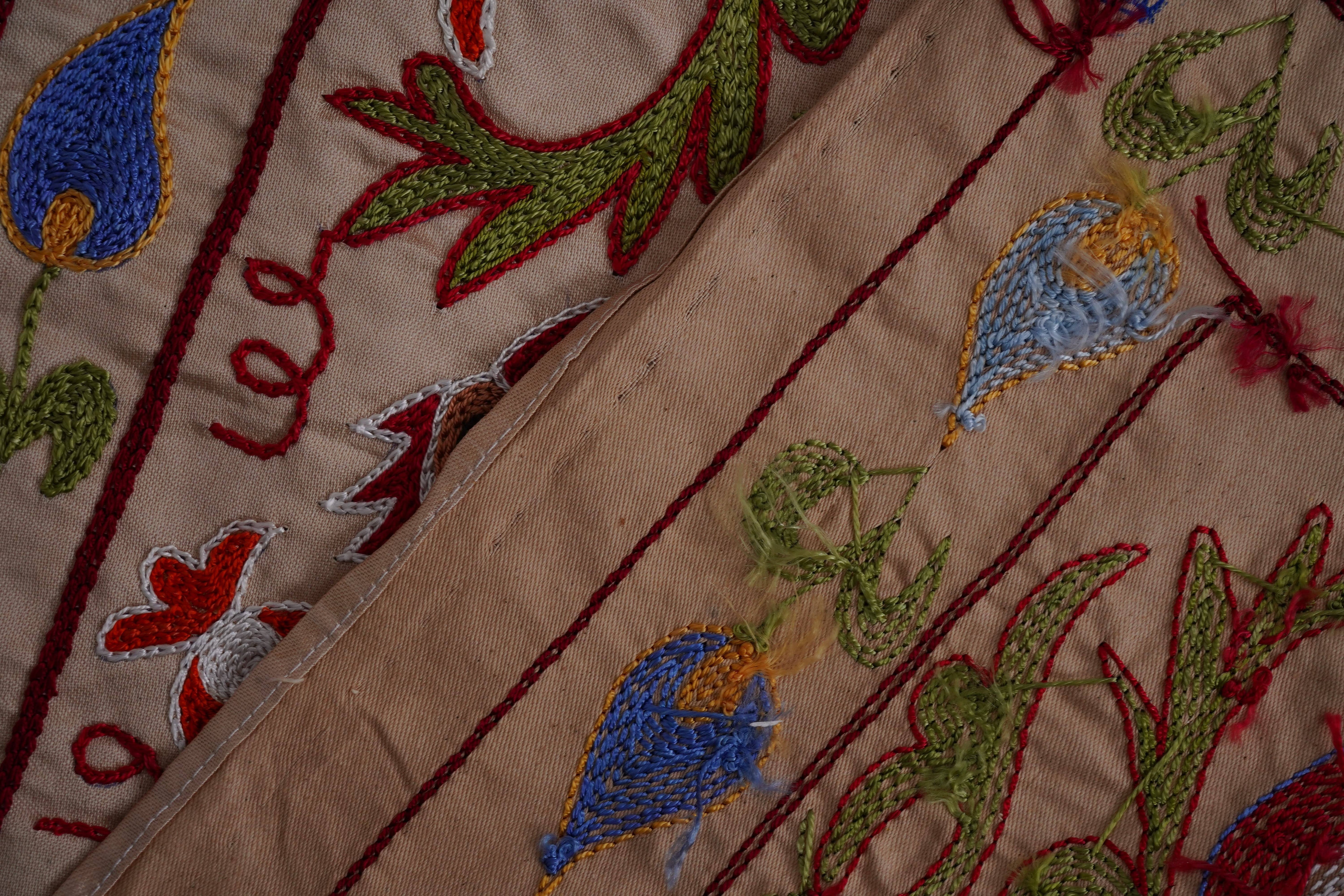 Bird Silk Suzani Wall Hanging & Bedspread | 1'8'' x 6'3''