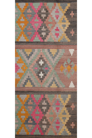 Vintage Turkish Kilim Runner 2'4'' x 12'6''