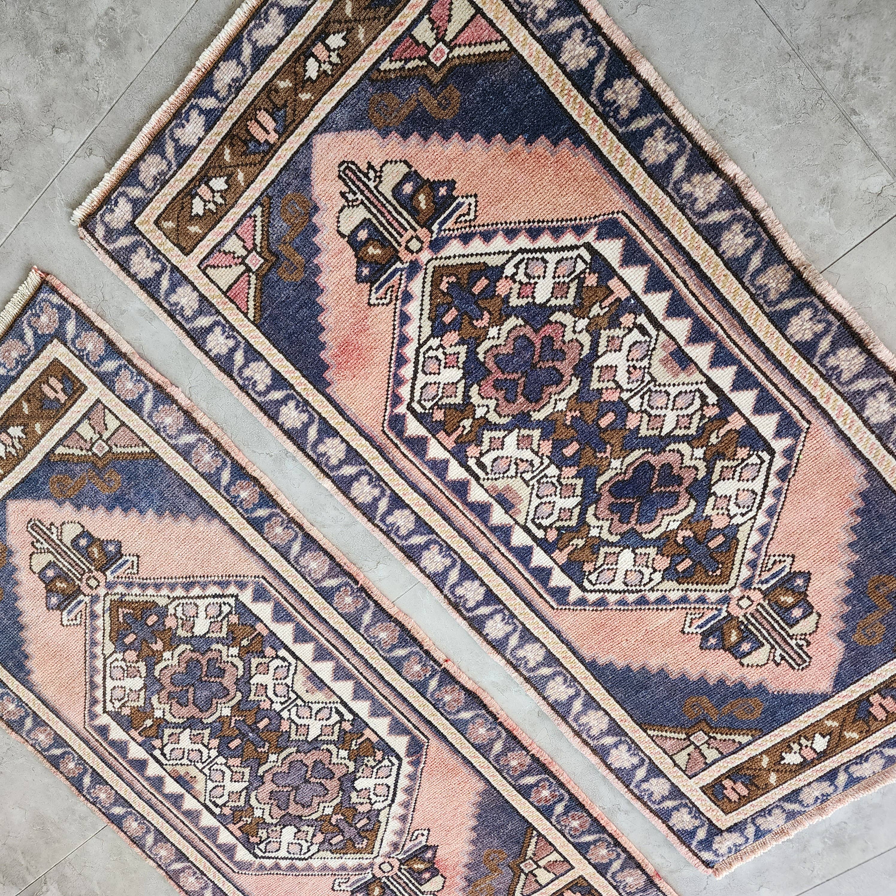 Vintage Turkish Yastik Rugs Set of 2 | 21'' x 41''