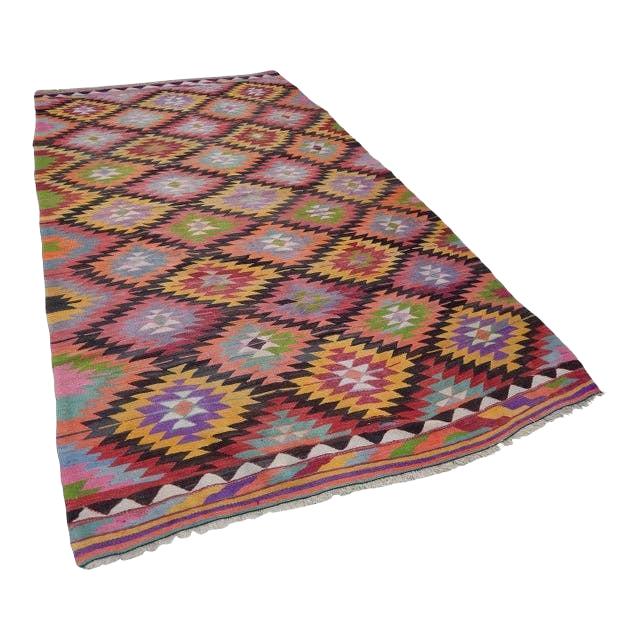 Vintage Turkish Kilim Rug 5'5'' x 9'7''