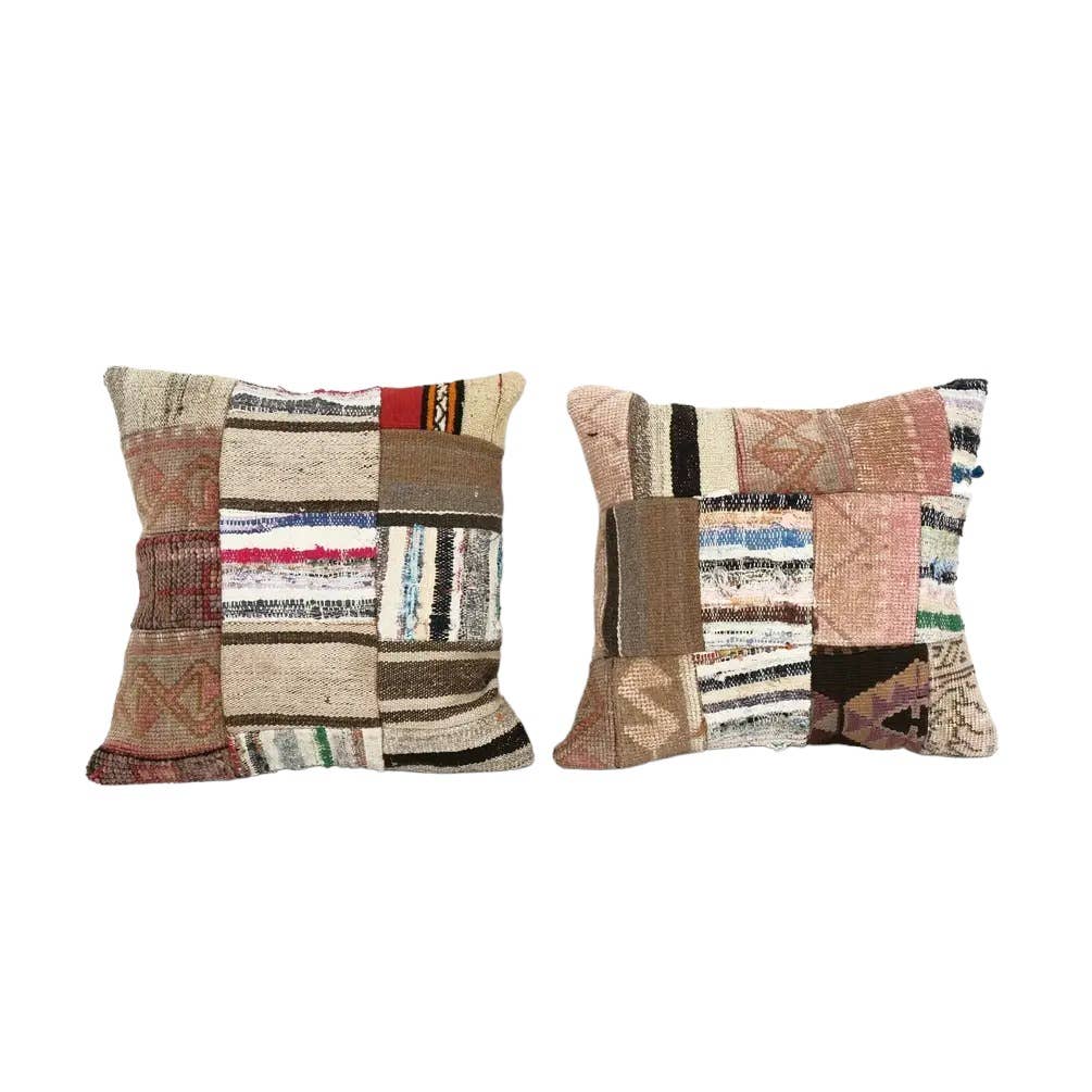 Kilim Patchwork Pillow Cover Set of 2 | 18'' x 18''