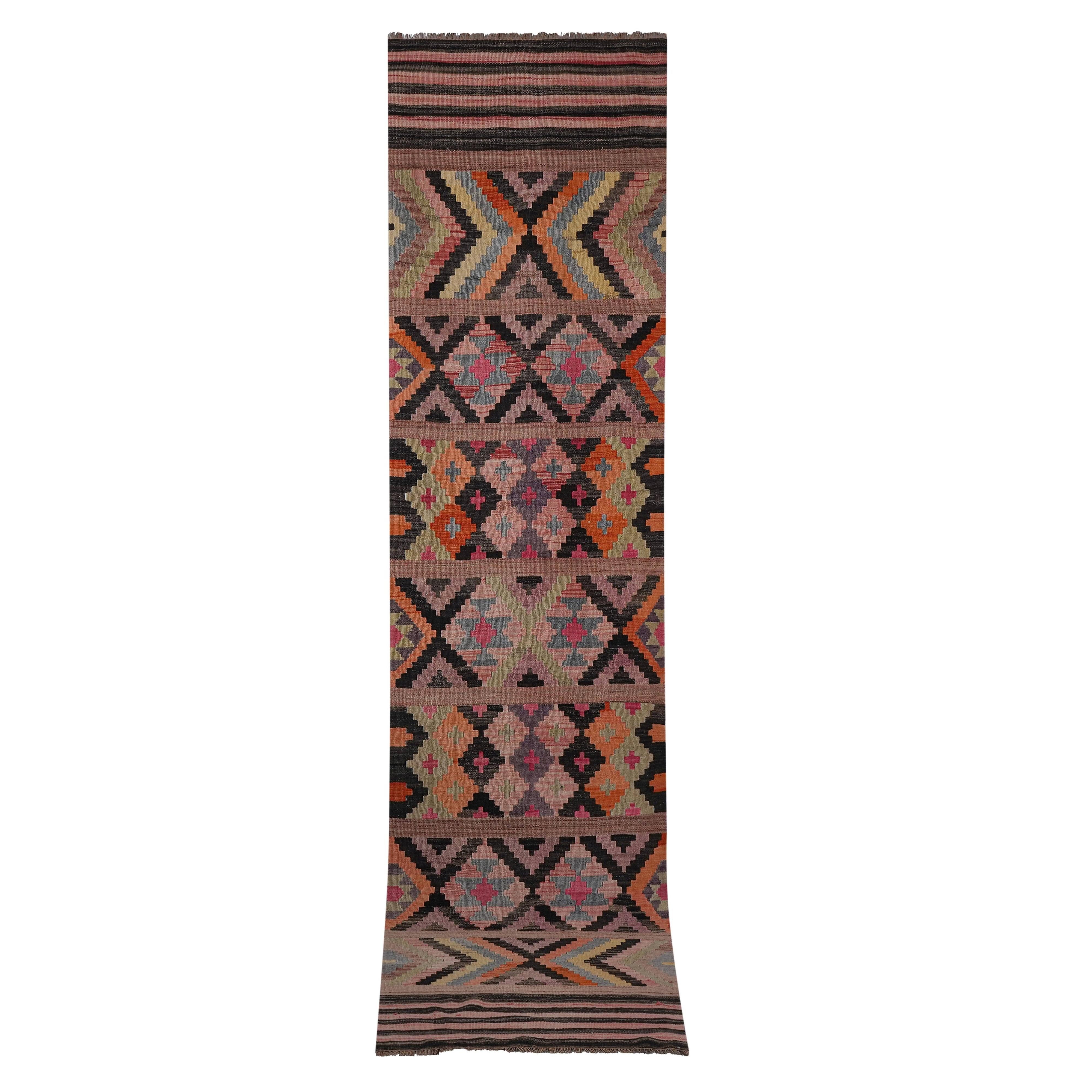 Vintage Turkish Kilim Runner 3'1'' x 13'3''