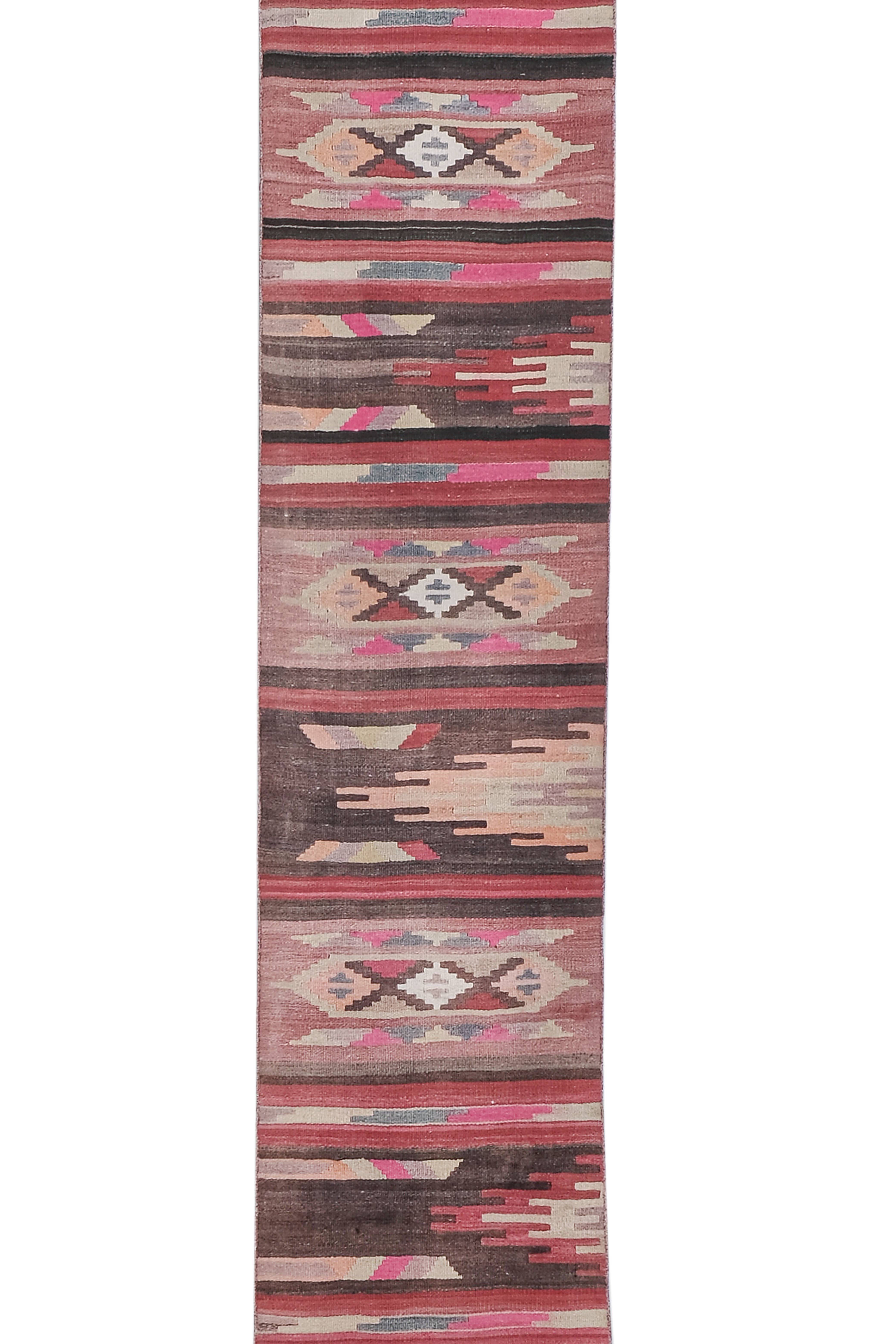 Vintage Turkish Kilim Runner 2'6'' x 20'11''