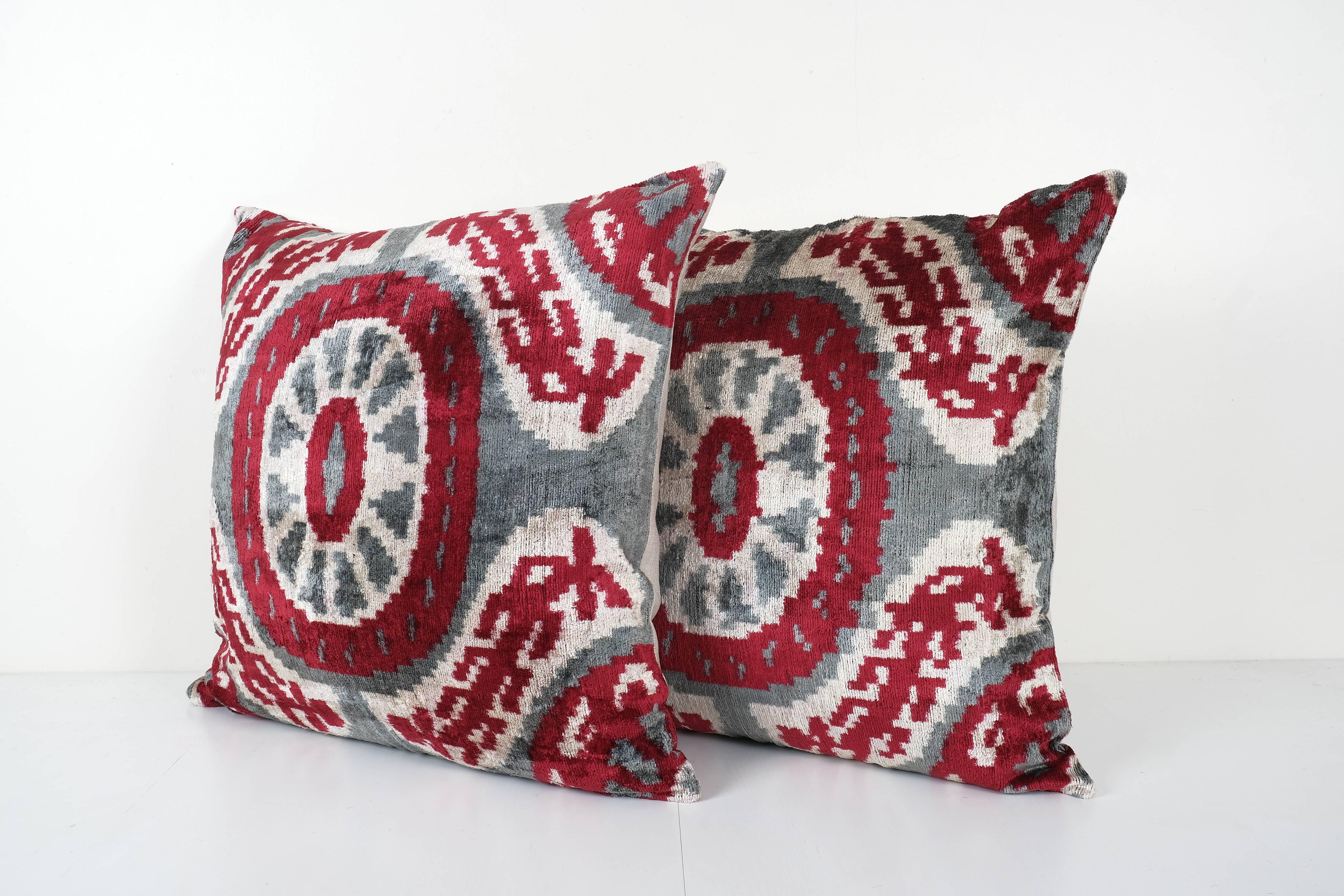 Silk Ikat Velvet Pillow Cover Set of 2 | 24'' x 24''