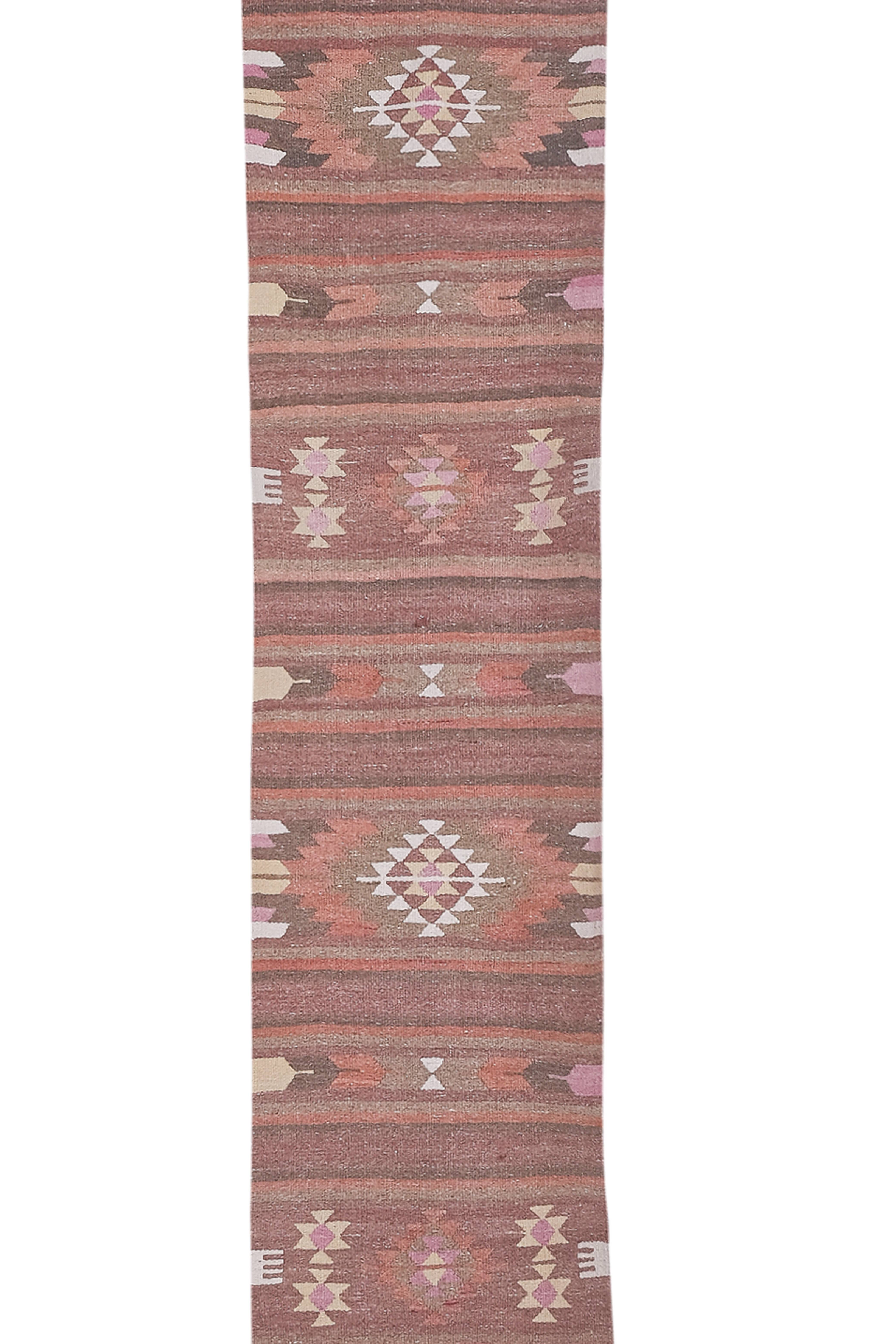 Vintage Turkish Kilim Runner 2'7'' x 24'8''