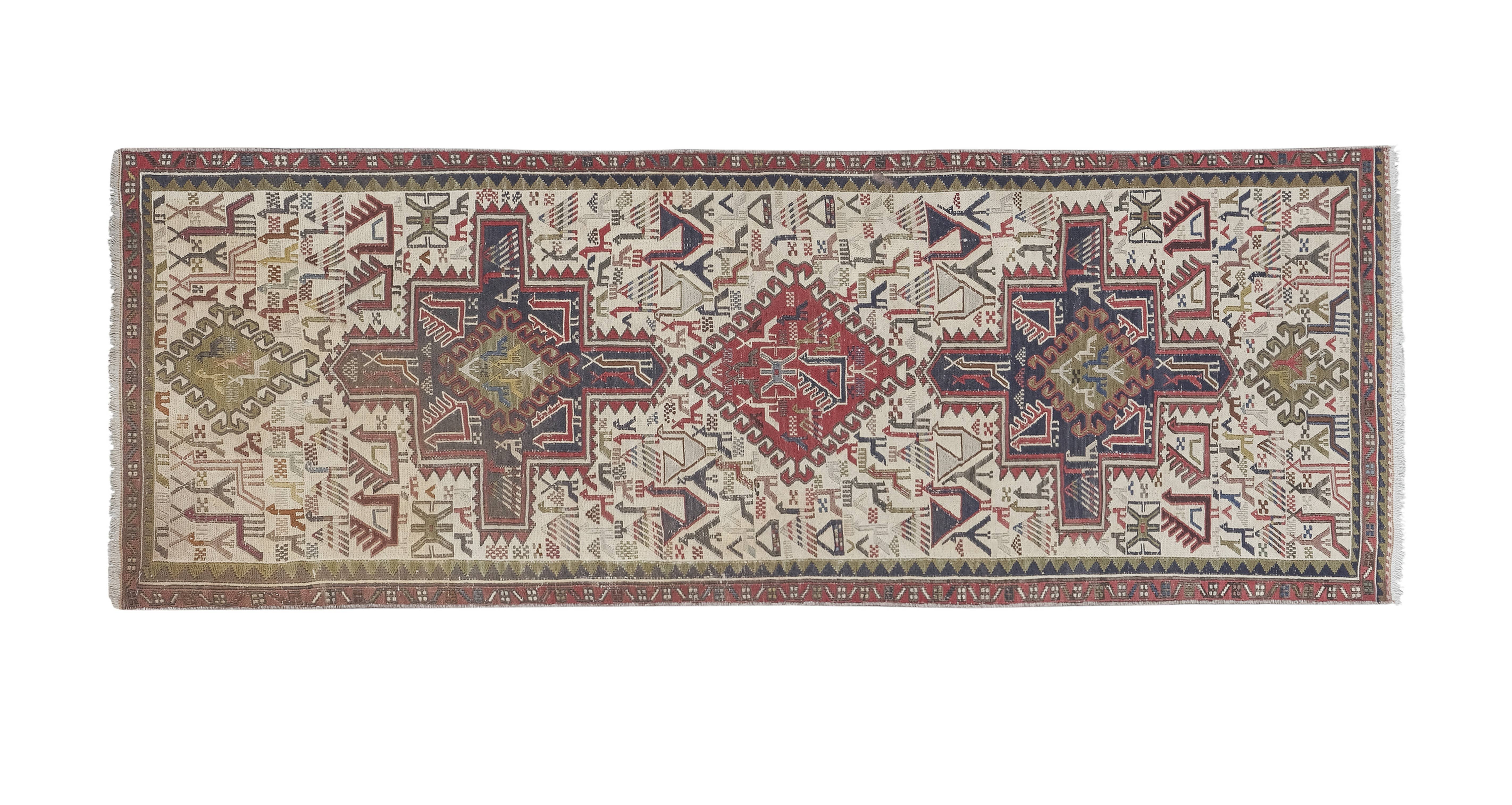 Vintage Turkish Soumac Kilim Rug 2'4'' x 6'4''
