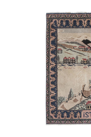 Vintage Turkish Rug 4'3'' x 5'1''