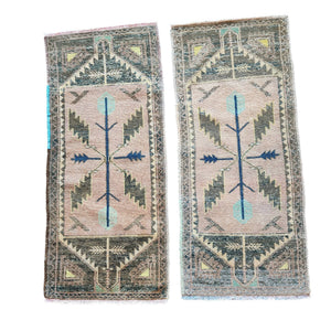 Vintage Turkish Yastik Rugs Set of 2 | 20'' x 45''