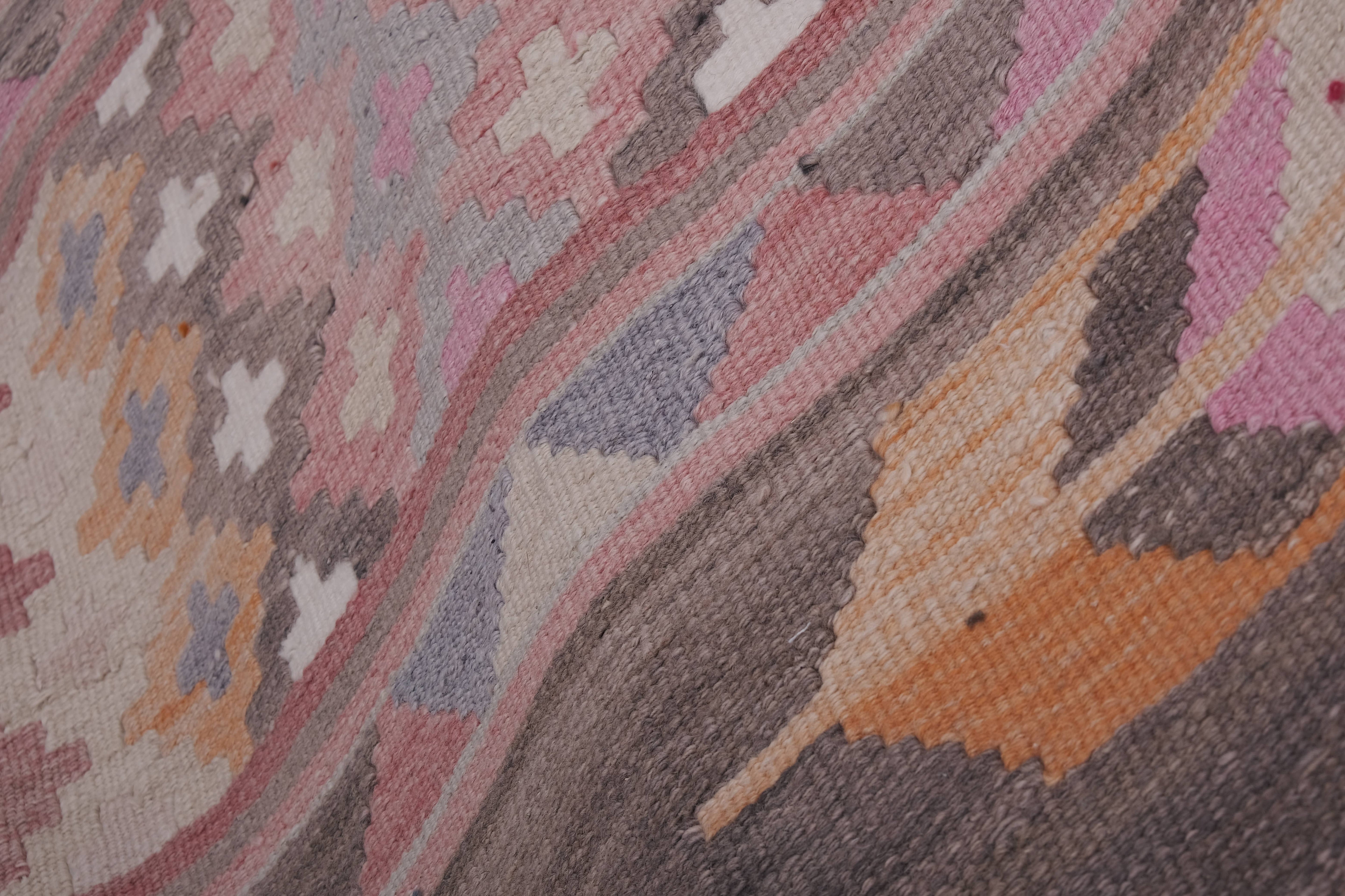 Vintage Turkish Kilim Runner 2'4'' x 23'4''