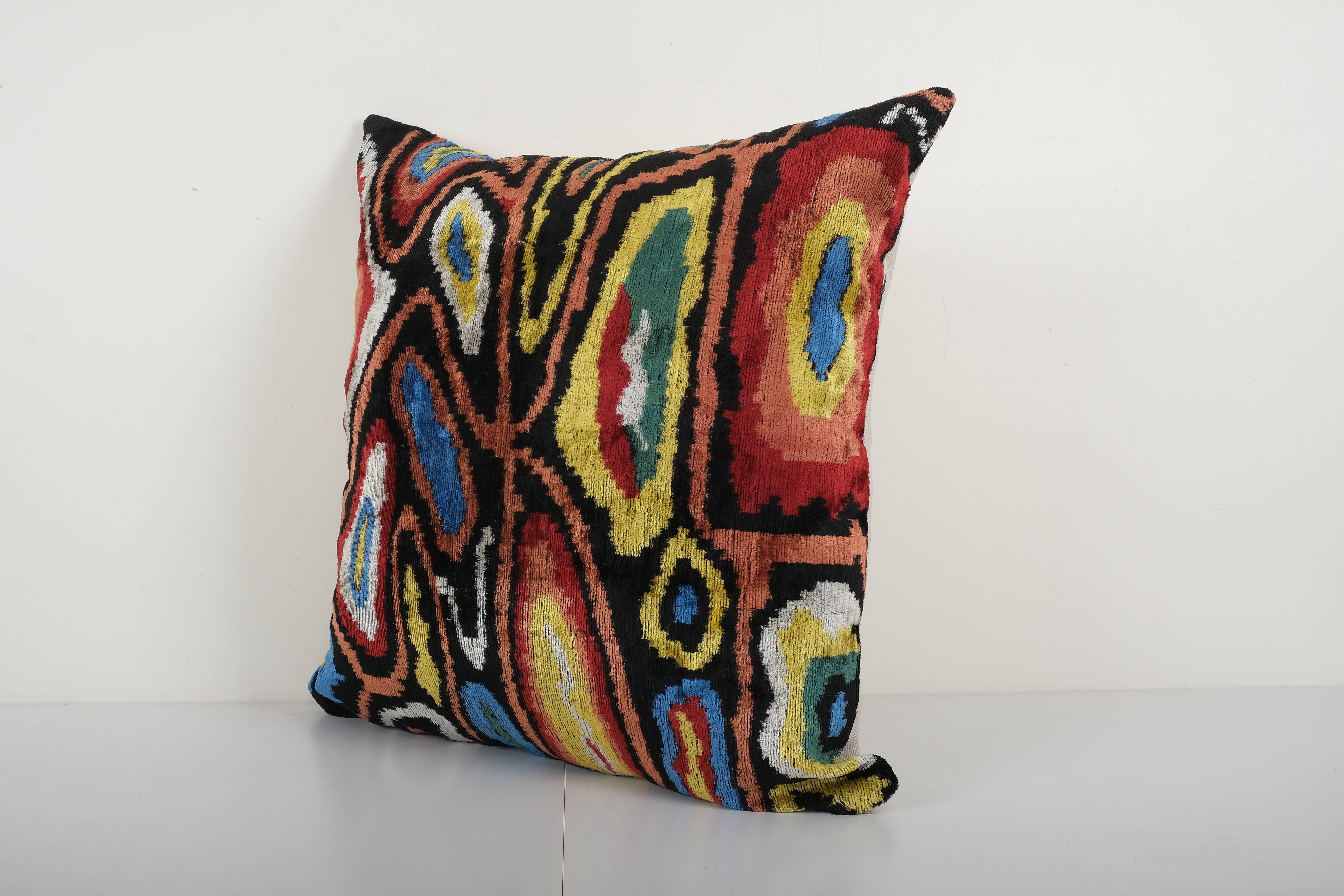 Silk Ikat Velvet Pillow Cover | 23'' x 23''