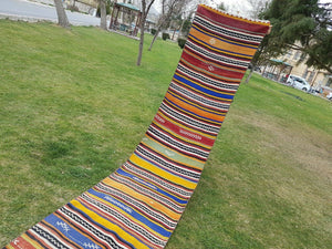 Vintage Turkish Kilim Runner 2'5'' x 21'4''