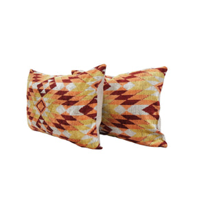Silk Ikat Velvet Pillow Cover Set of 2 | 16'' x 26''