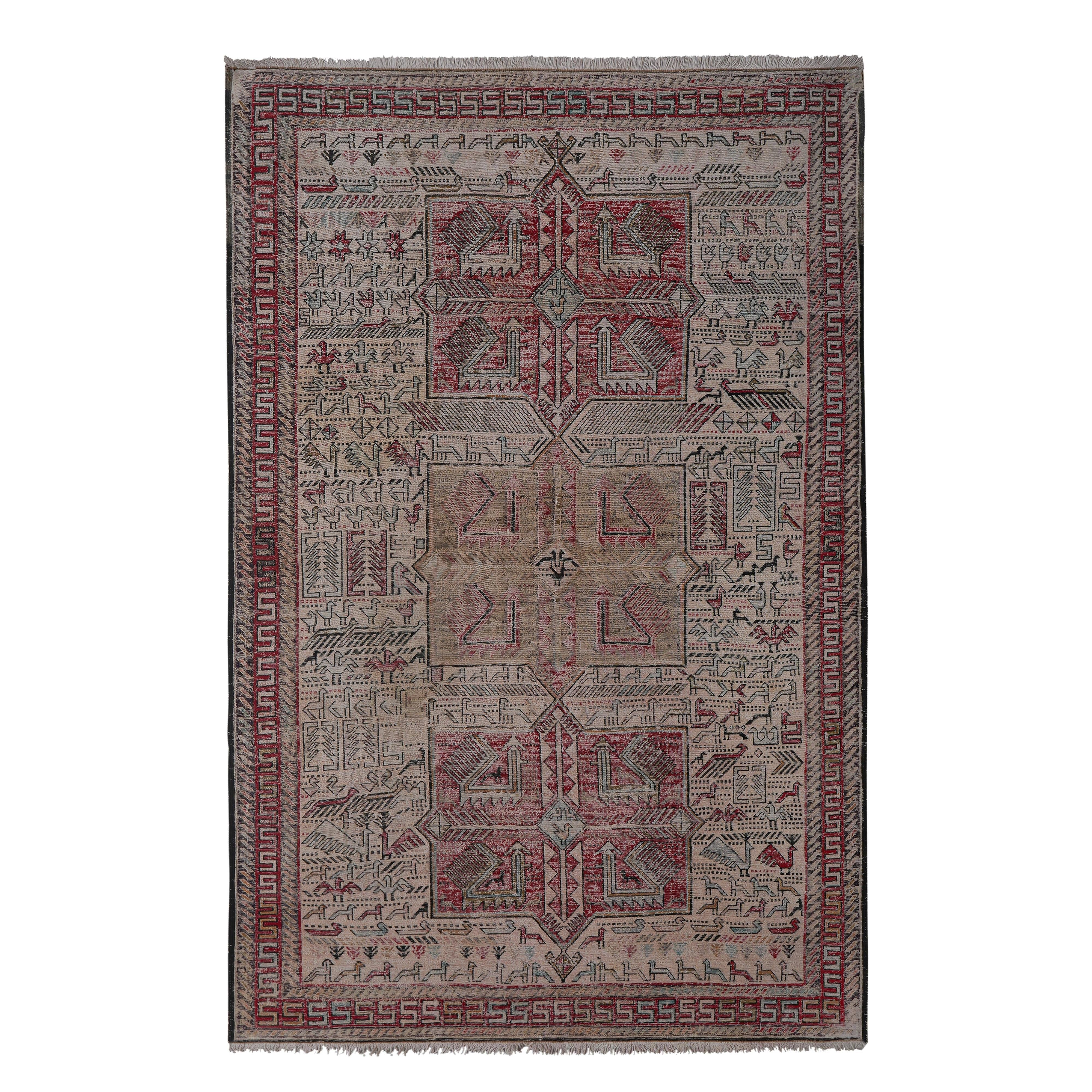 Vintage Soumac Kilim Rug 4' x 6'