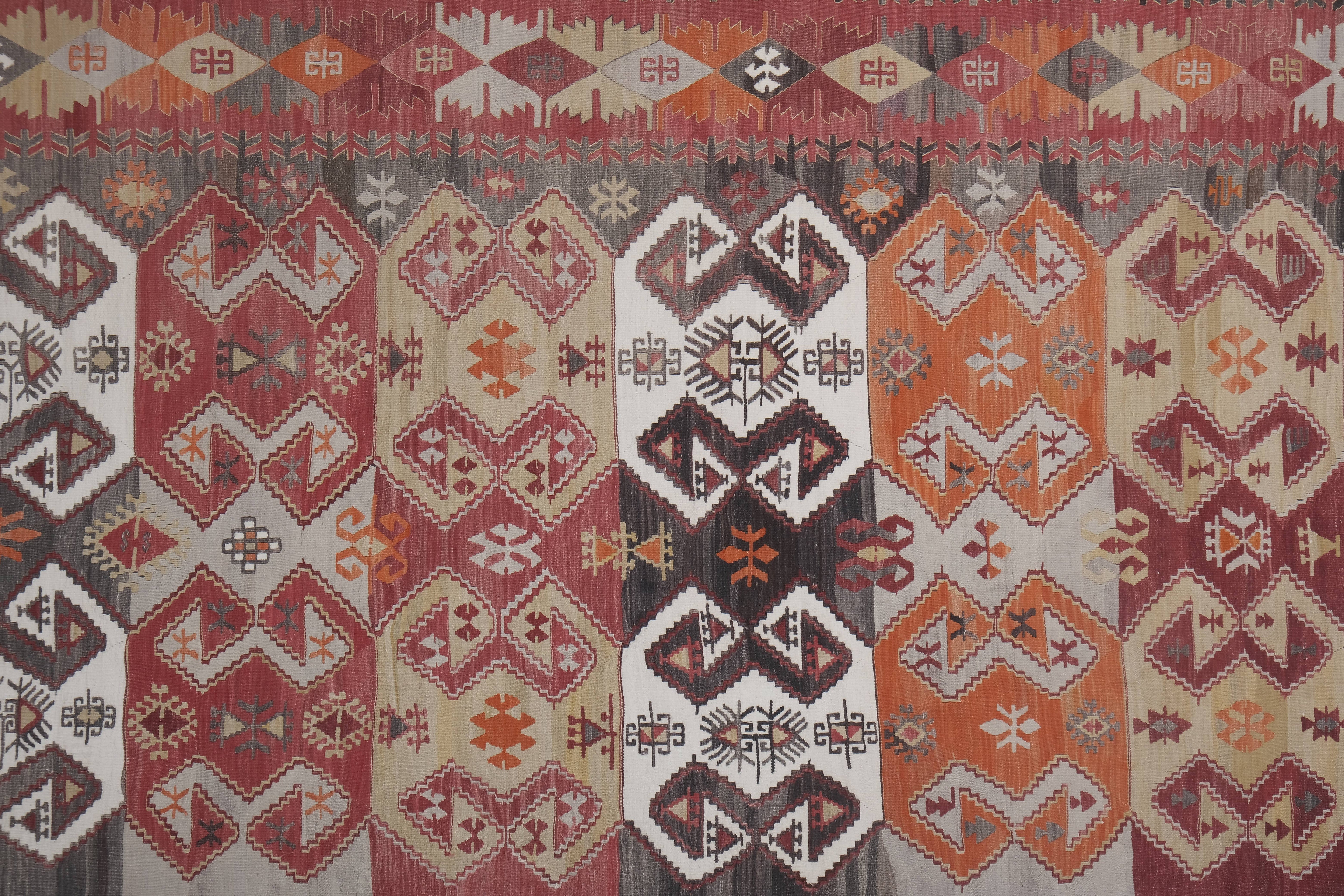 Vintage Turkish Kilim Rug 4'11'' x 14'5''