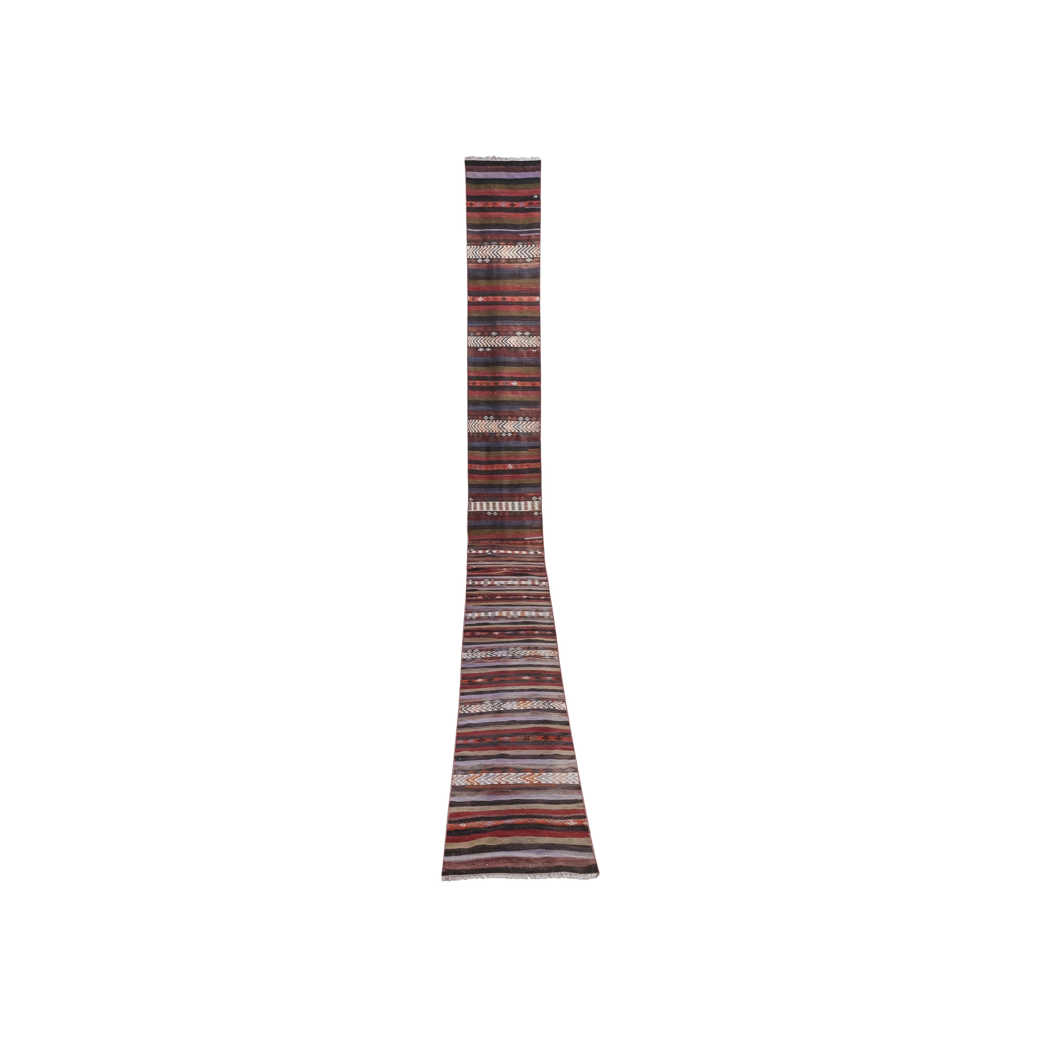 Vintage Turkish Kilim Runner 2' x 25'7''