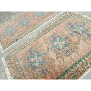 Vintage Turkish Yastik Rug Set of 2 | 1'8'' x 2'7'' & 1'8'' x 2'9''