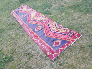 Vintage Turkish Kilim Runner 2'9'' x 11'1''