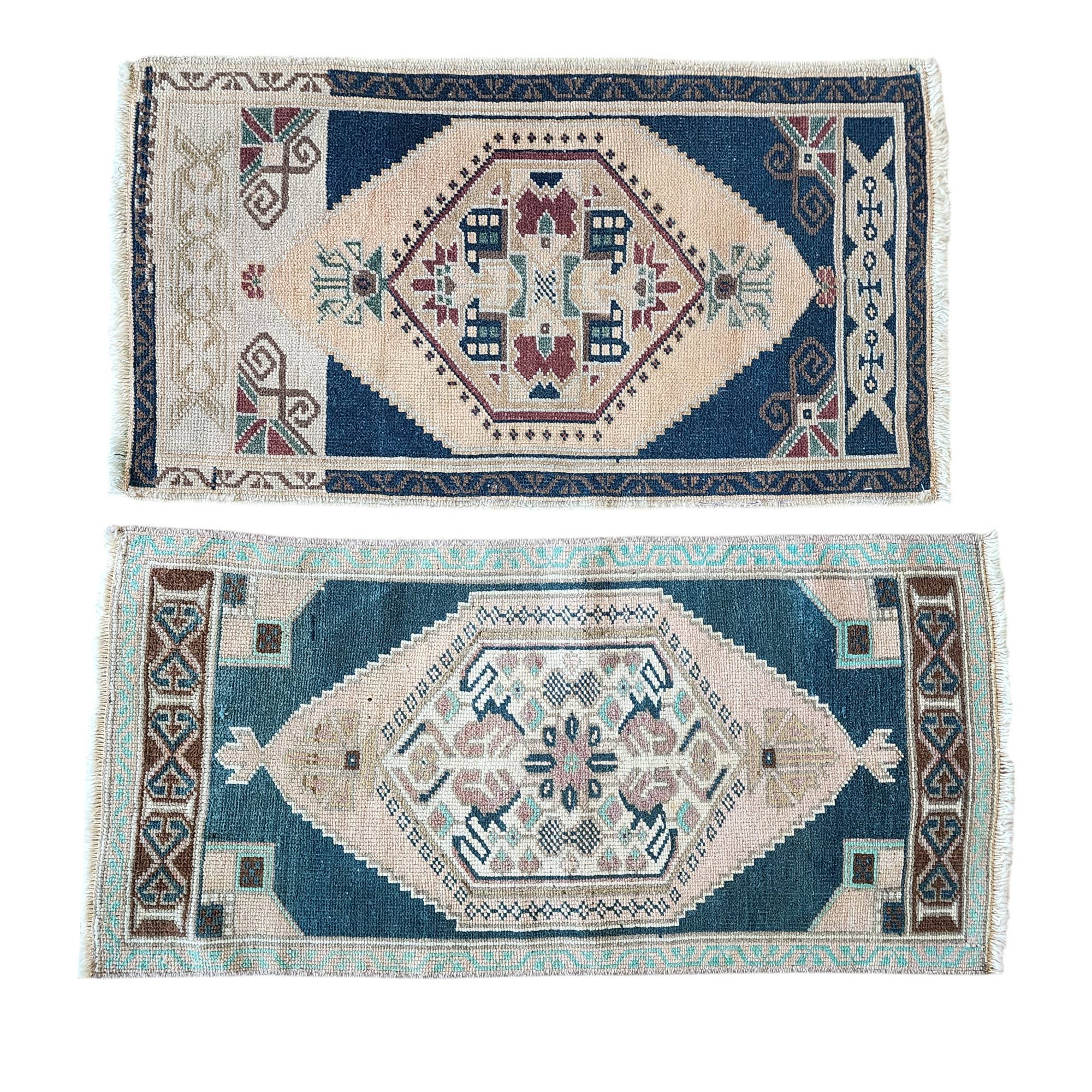 Vintage Turkish Yastik Rugs Set of 2 | 21'' x 37''