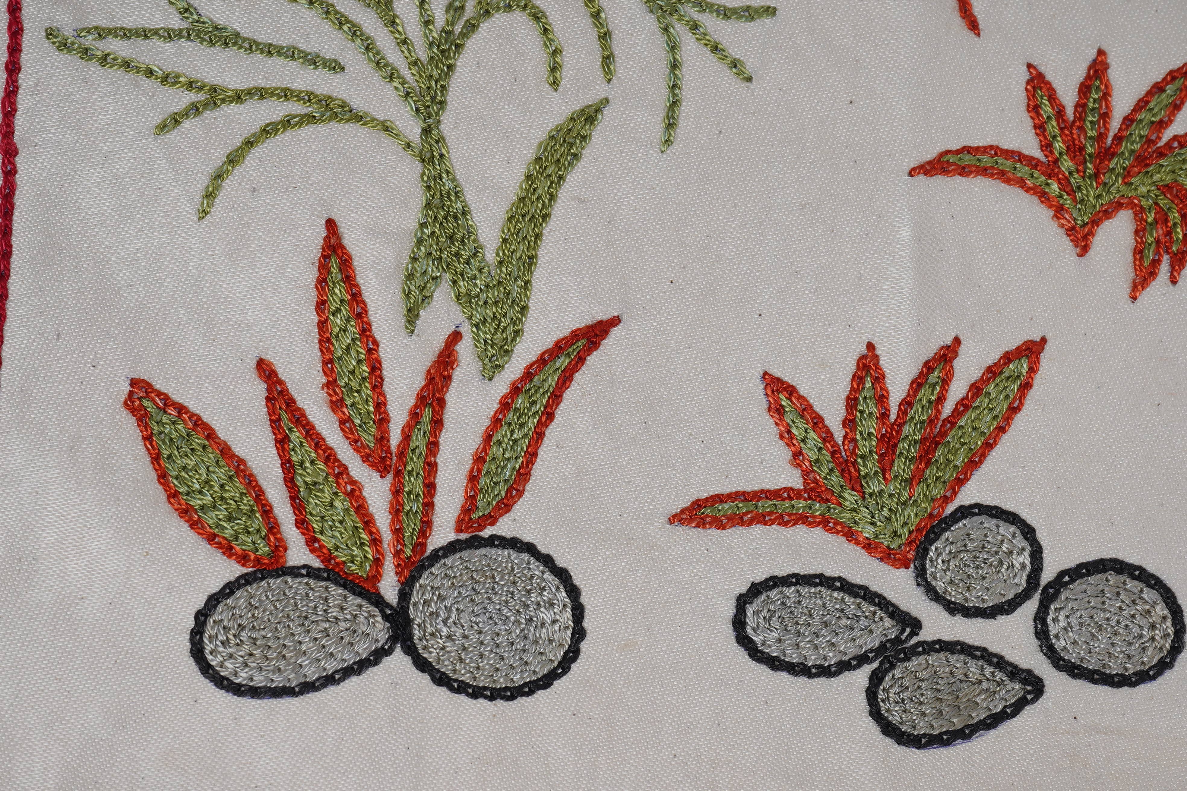 Hand-Embroidered Vintage Textile | 3'5'' x 6'4'' Camel