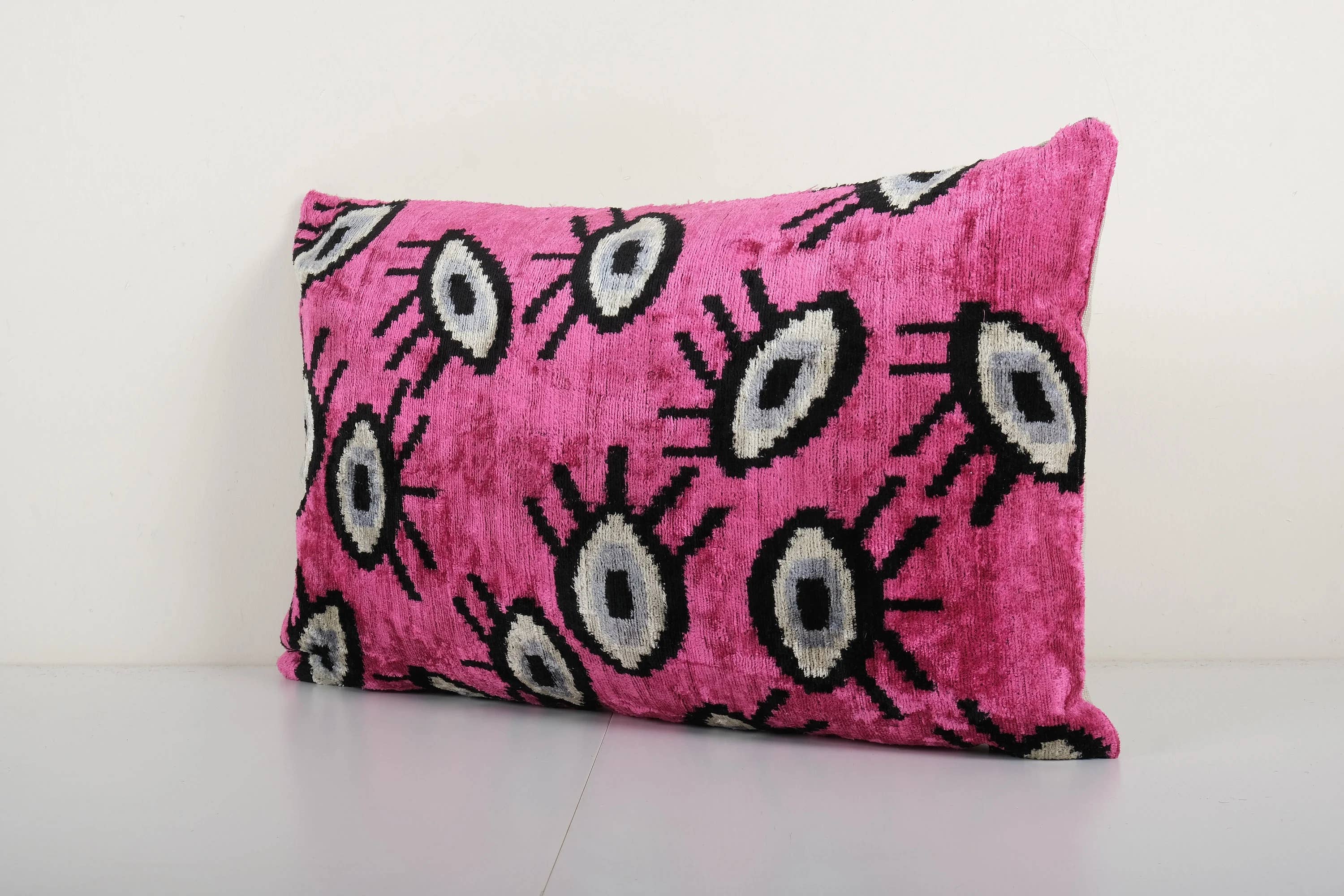 Silk Ikat Velvet Pillow Cover | 16'' x 22''