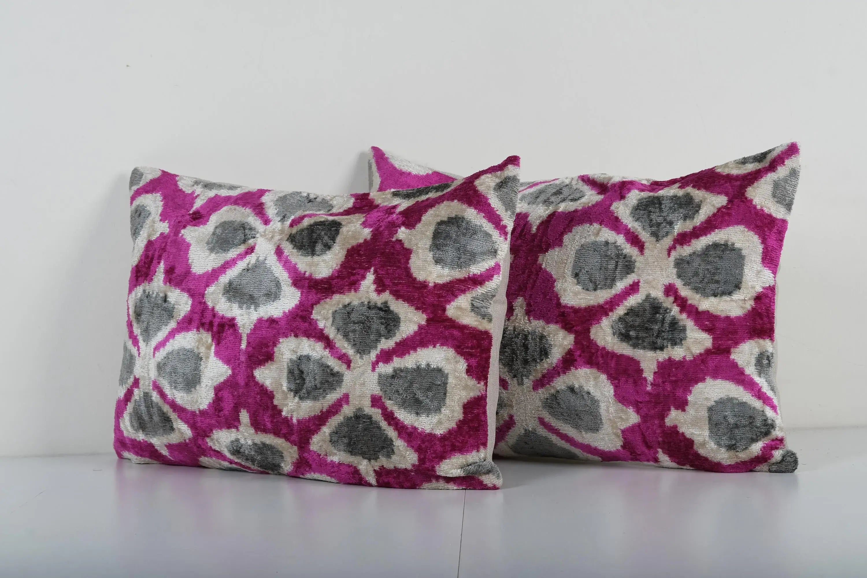 Silk Ikat Velvet Pillow Cover Set of 2 | 15'' x 23''