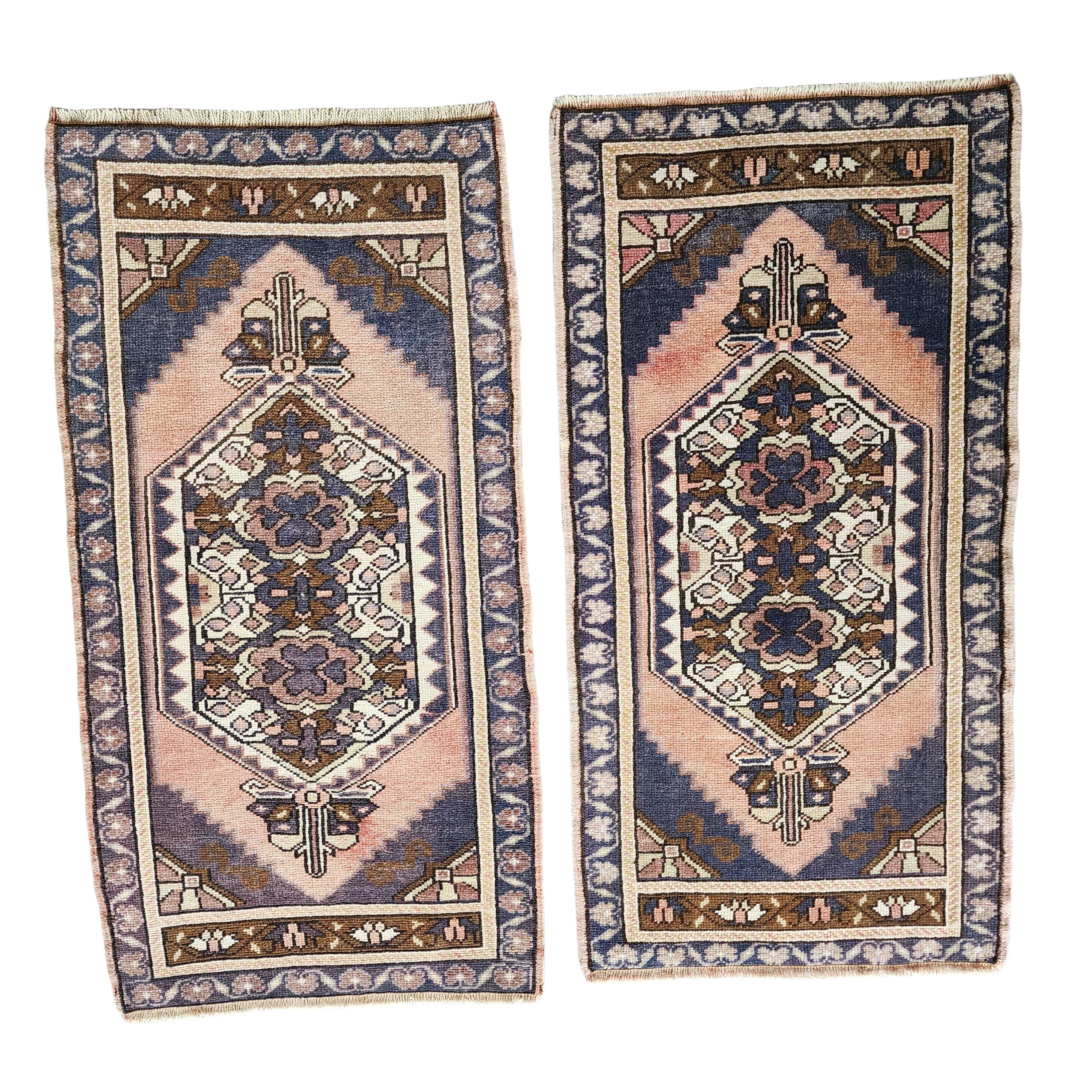 Vintage Turkish Yastik Rugs Set of 2 | 21'' x 41''