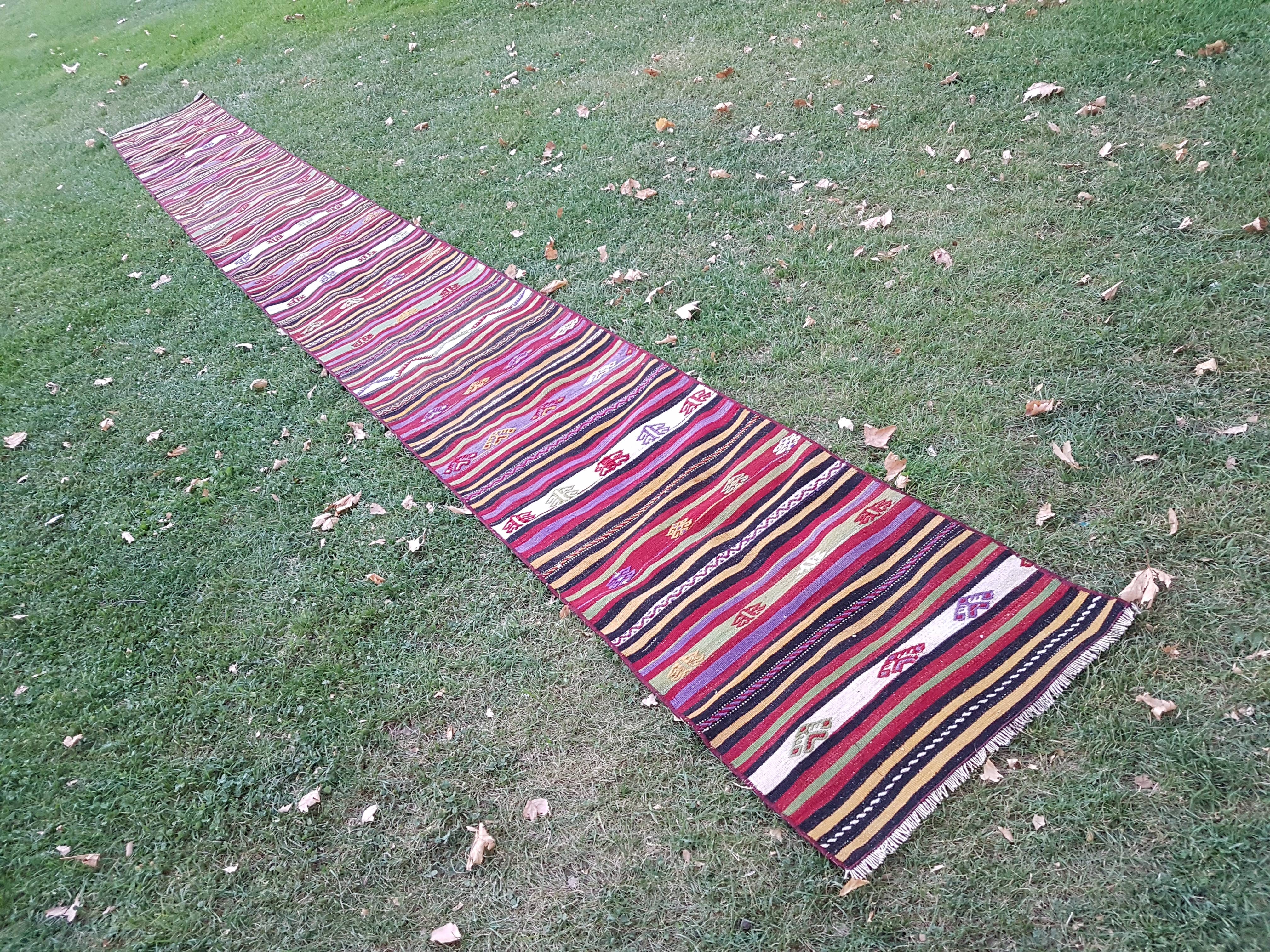 Vintage Turkish Kilim Runner 2'1'' x 20'11''
