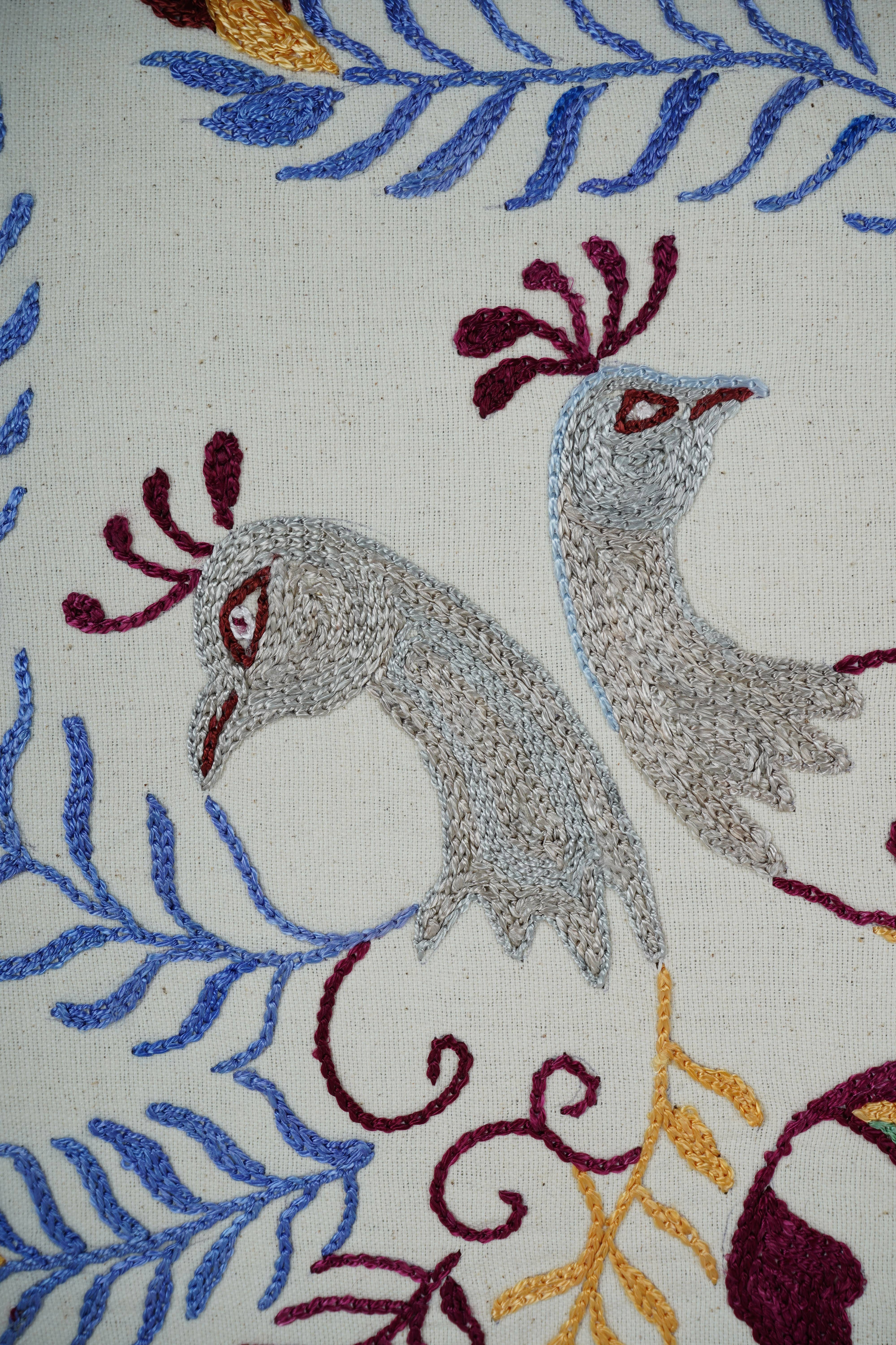 Bird Suzani Pillow Cover | 19'' x 19''