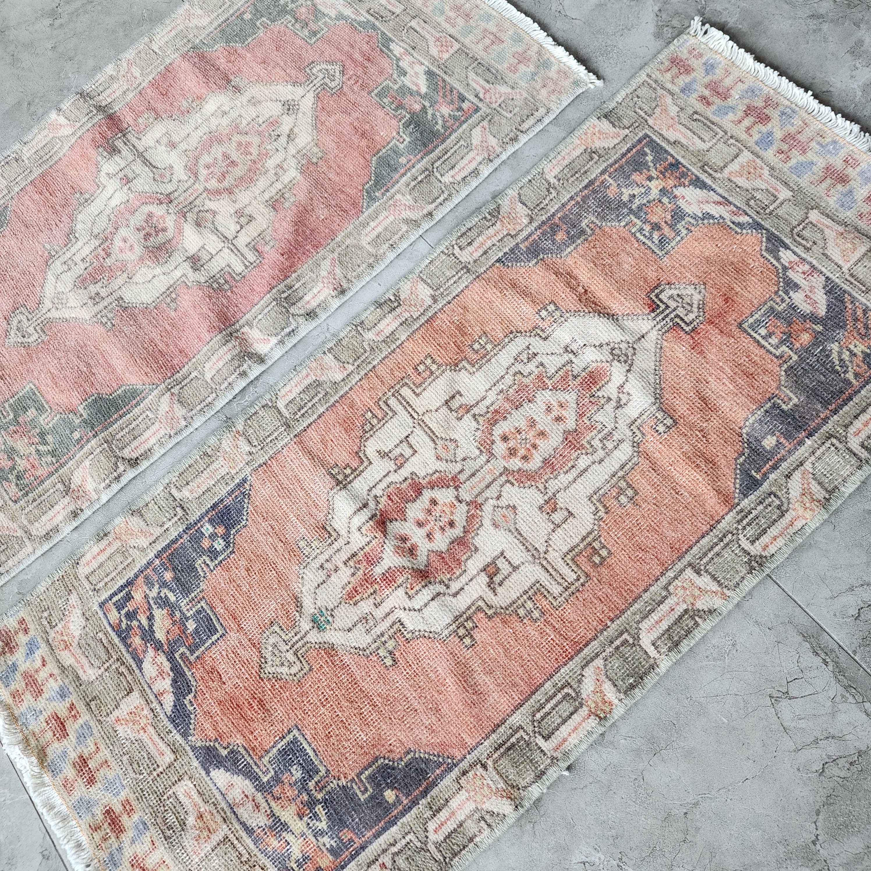 Vintage Turkish Yastik Rugs Set of 2 | 17'' x 36''