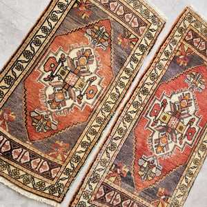 Vintage Turkish Yastik Rugs Set of 2 | 19'' x 37''