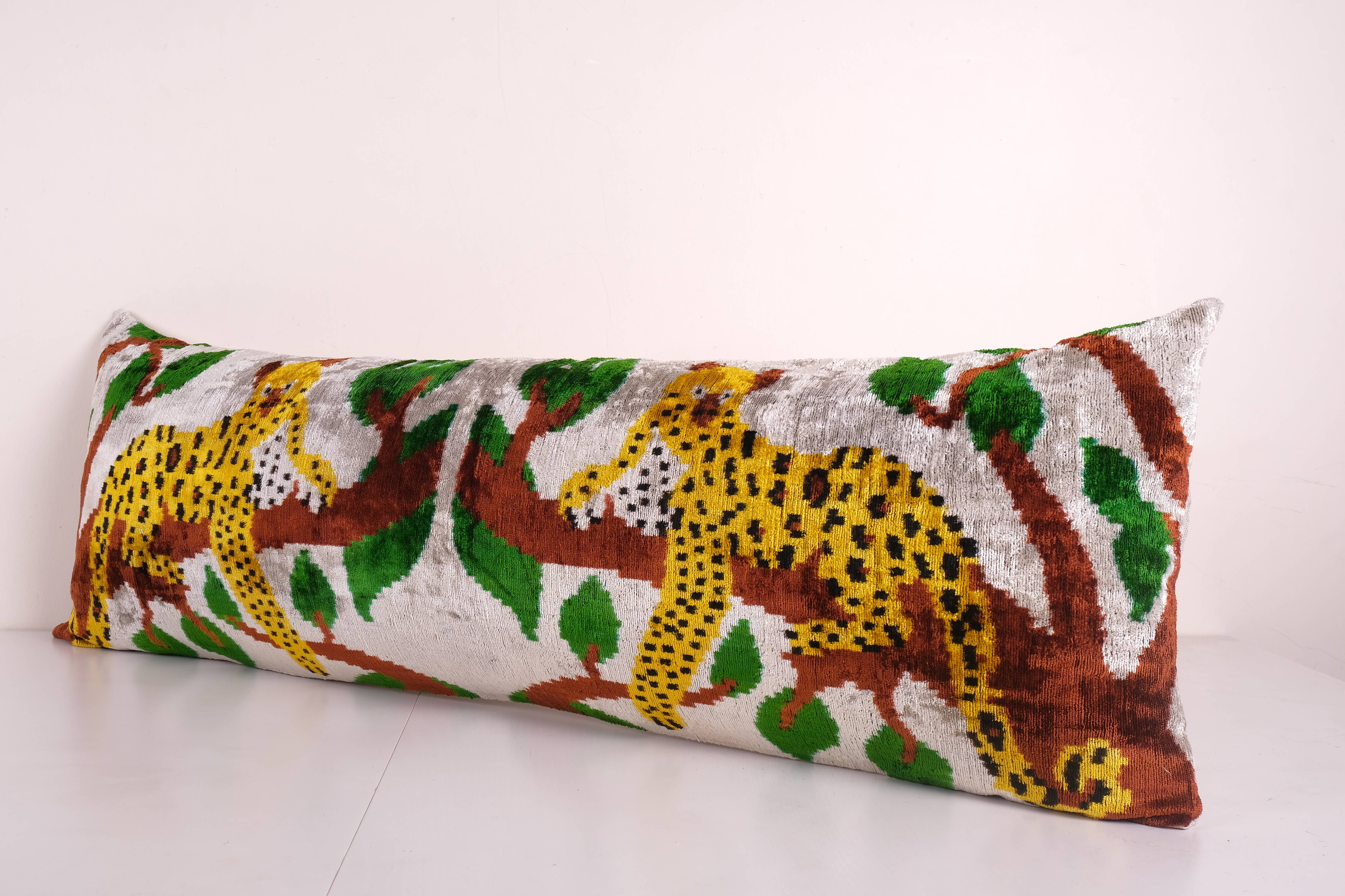 Tiger Silk Ikat Velvet Pillow Cover | 15'' x 45''