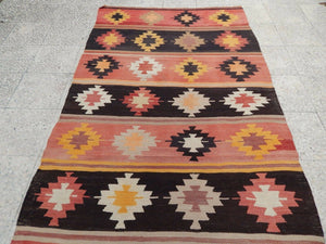 Vintage Turkish Kilim Runner 4'2'' x 9'4''