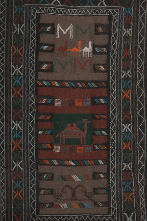 Vintage Turkish Soumac Kilim Rug 3'8'' x 6'3''