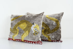 Silk Ikat Velvet Pillow Cover Set of 2 | 17'' x 22''