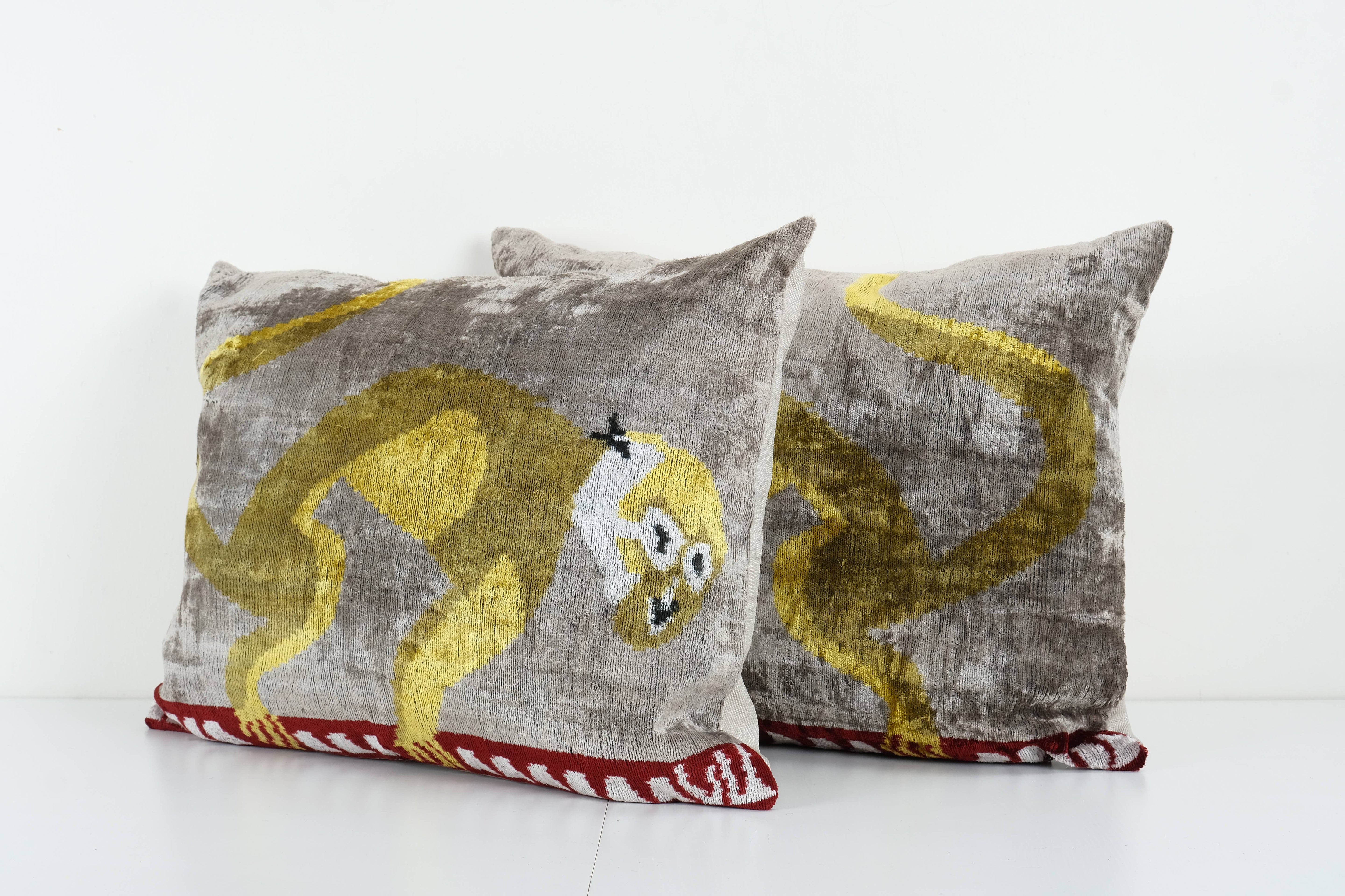 Silk Ikat Velvet Pillow Cover Set of 2 | 17'' x 22''