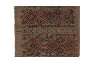 Vintage Turkish Kilim Rug 5'3'' x 6'1''