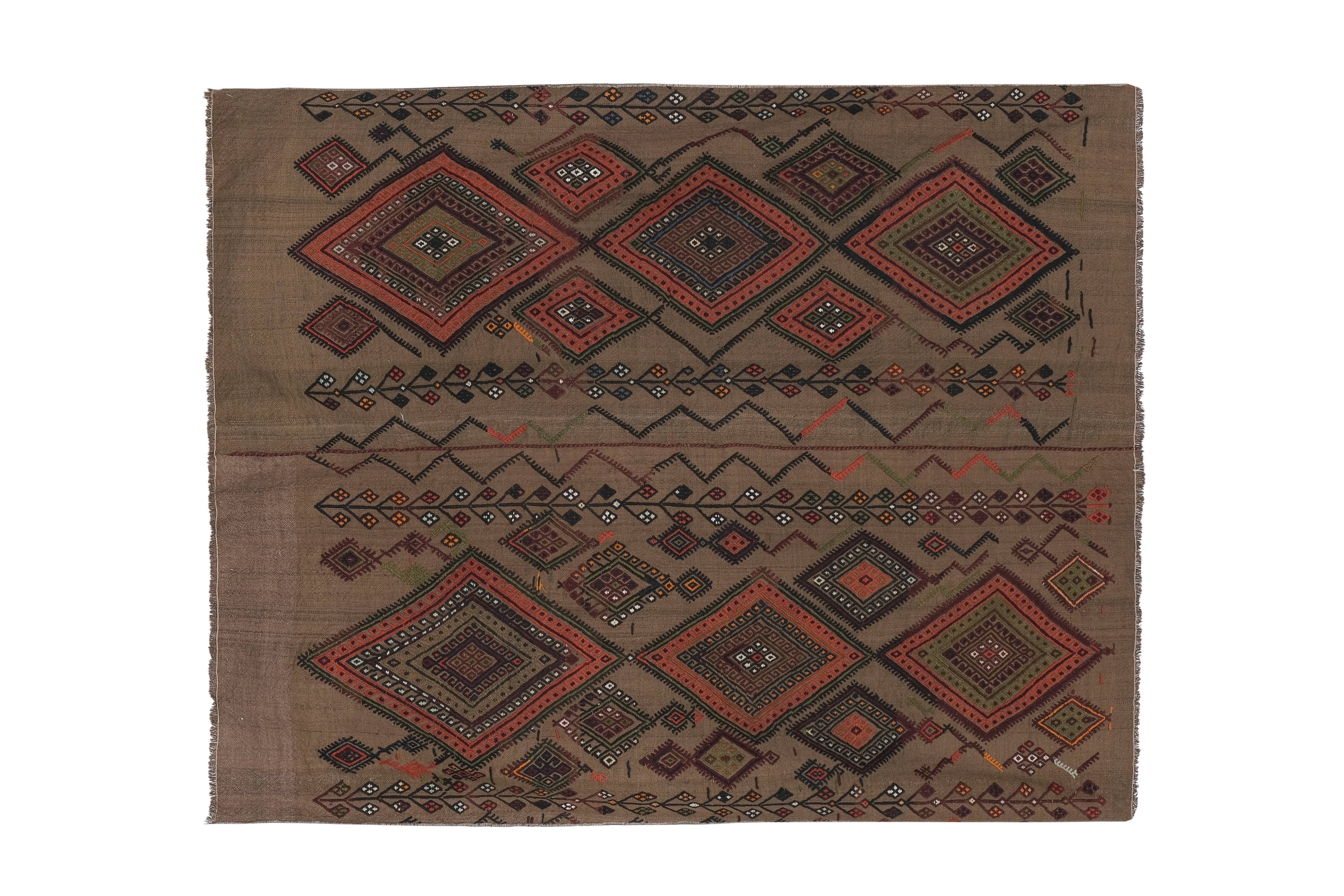 Vintage Turkish Kilim Rug 5'3'' x 6'1''