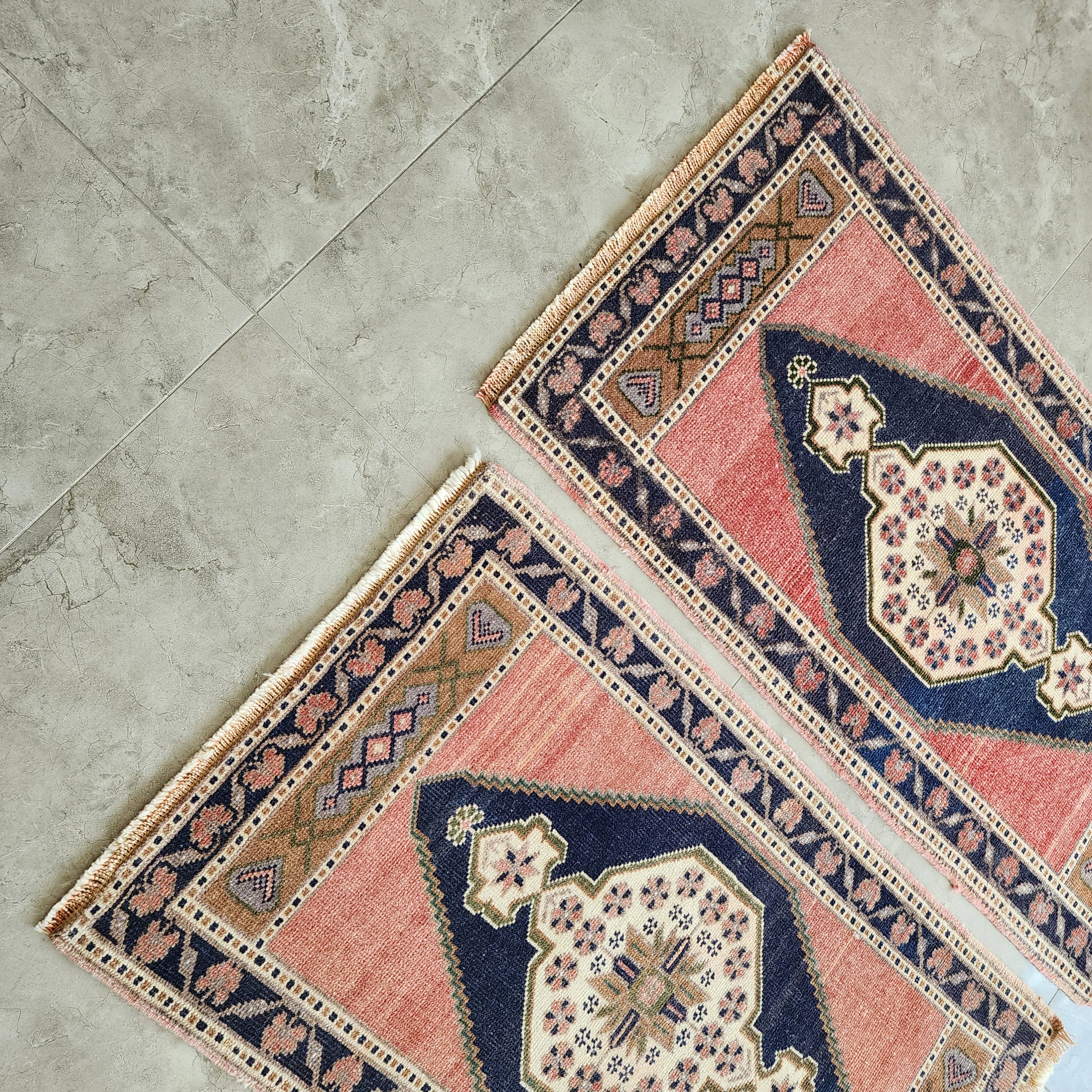 Vintage Oushak Yastik Rugs Set of 2 | 22'' x 41''