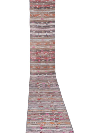 Vintage Turkish Kilim Runner 1'9'' x 23'1''