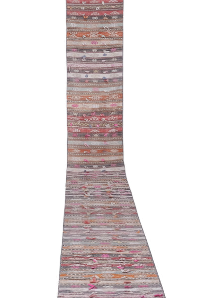 Vintage Turkish Kilim Runner 1'9'' x 23'1''