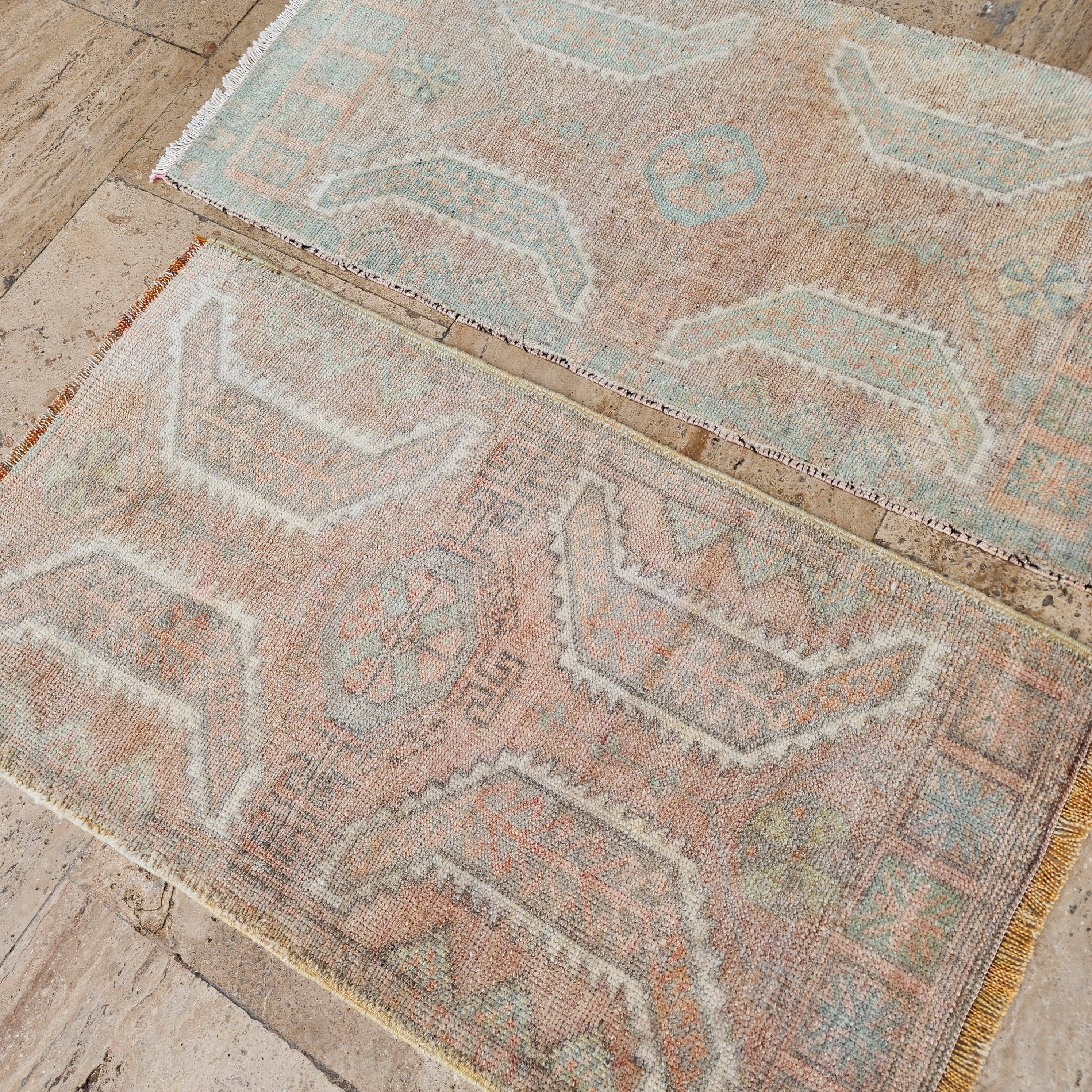 Vintage Turkish Yastik Rugs Set of 2 | 20'' x 37''