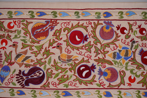 Bird Silk Suzani Wall Hanging & Bedspread | 1'8'' x 6'3''