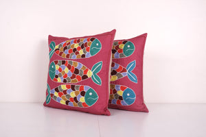 Silk Suzani Pillow Cover Set of 2 | 17'' x 17''