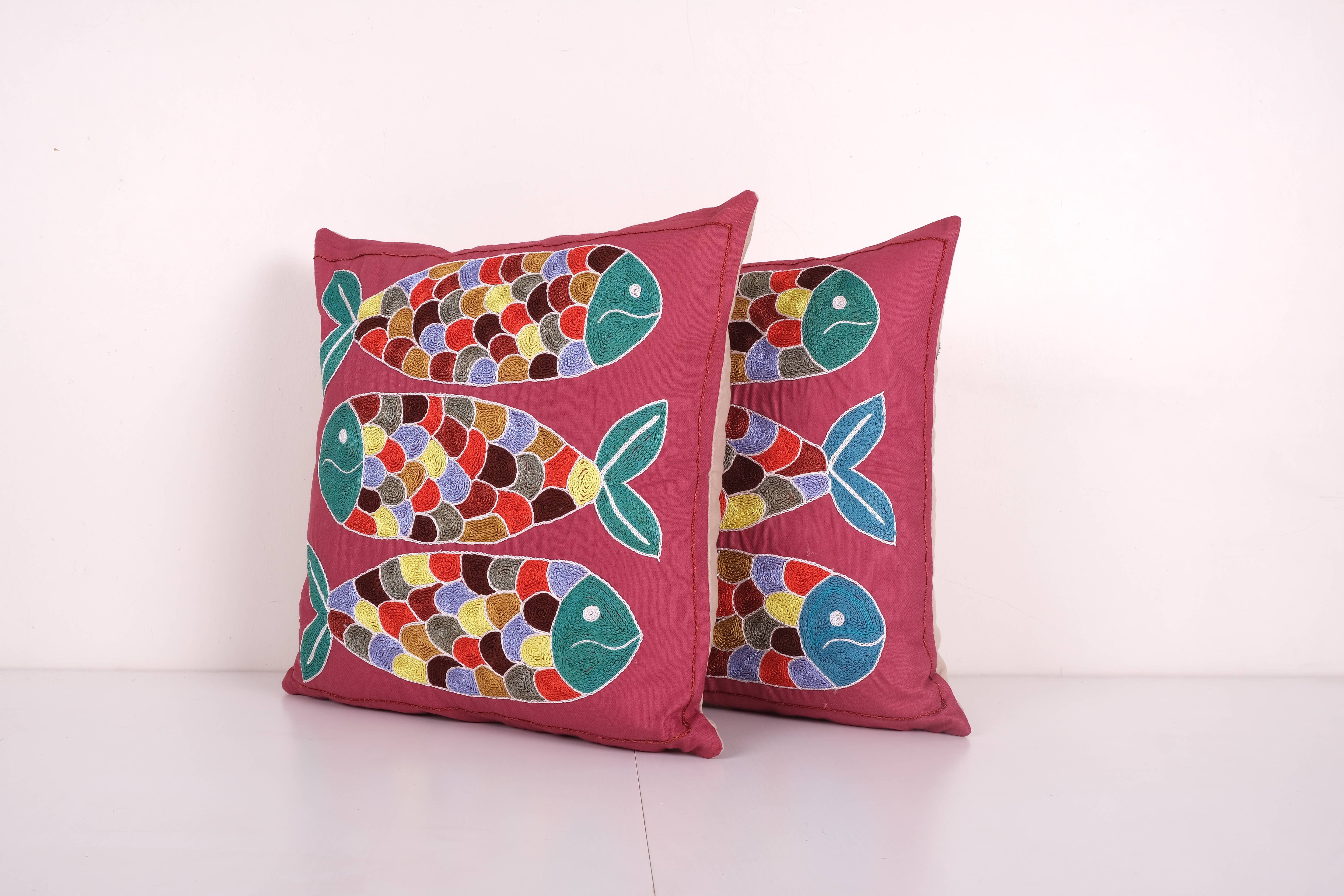 Silk Suzani Pillow Cover Set of 2 | 17'' x 17''